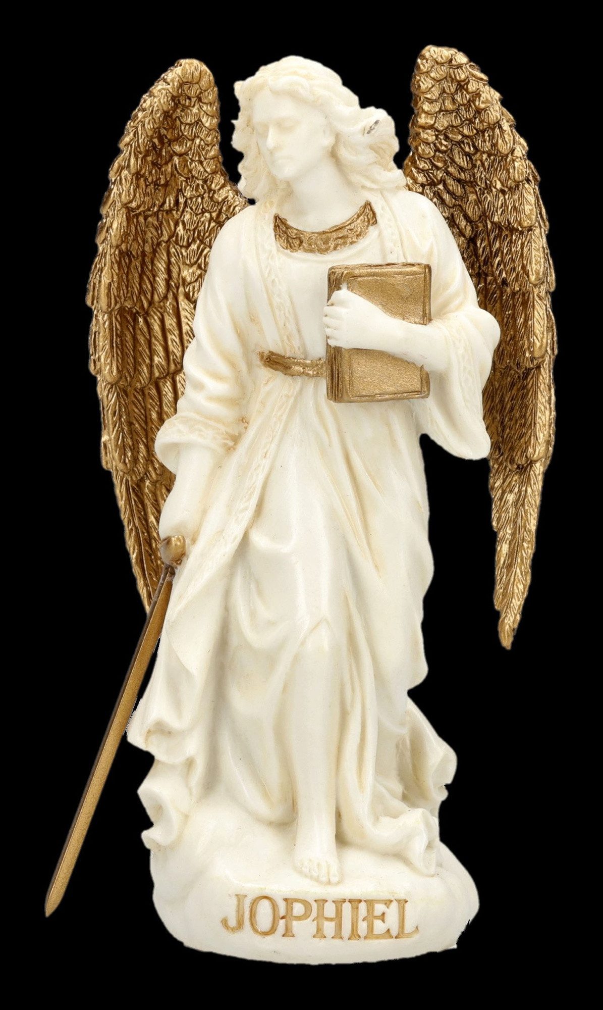 Figuren Shop GmbH Dekofigur Erzengel Jophiel Figur – Miniatur Engel Statue creme-gold 9 cm Deko