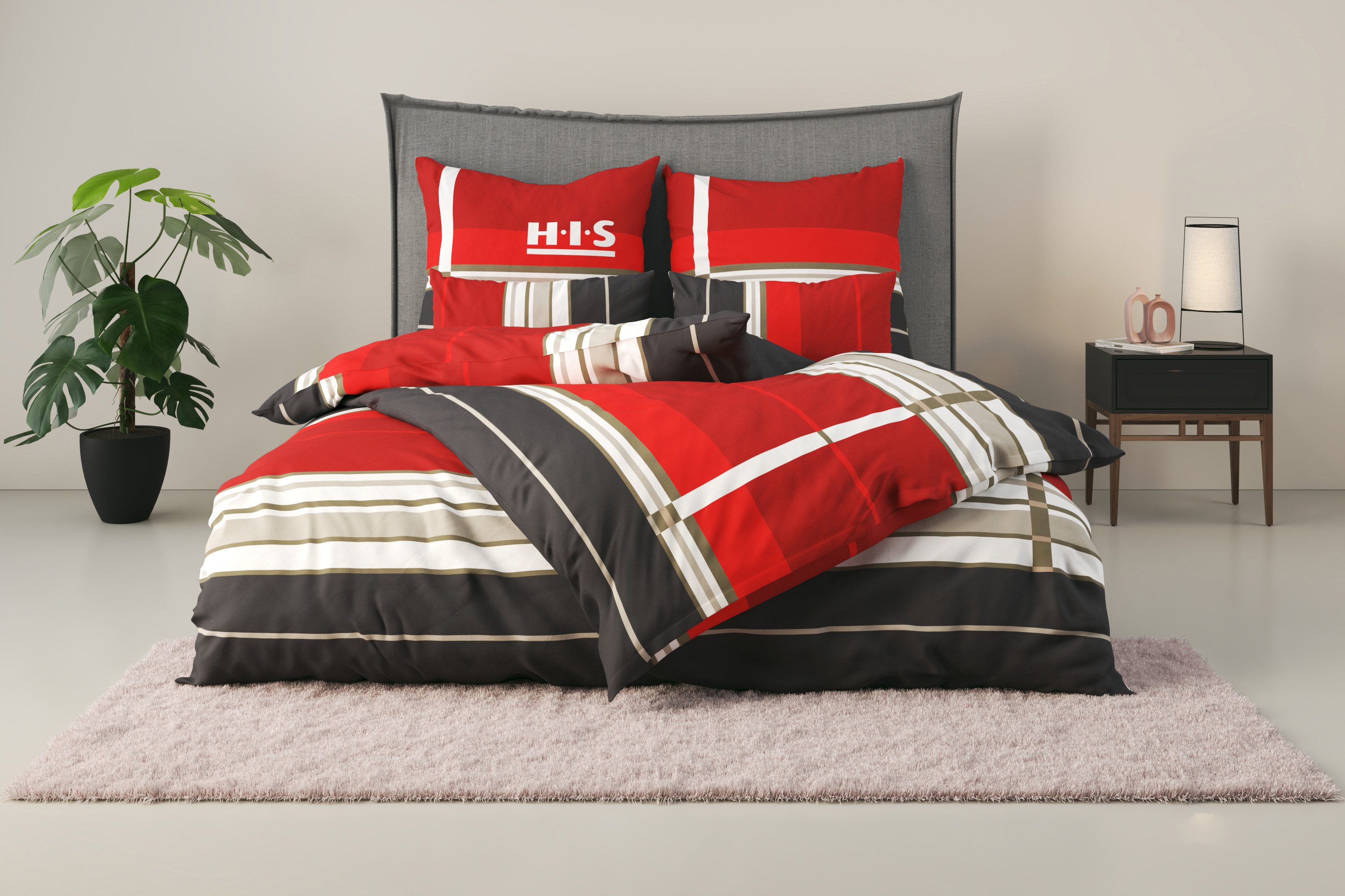 OTTO home Bettwäsche Golfi in Gr. 135x200 oder 155x220 cm, Linon, 2 teilig, sportliche Streifen Bettwäsche aus Baumwolle, Marke H.I.S by OTTO home