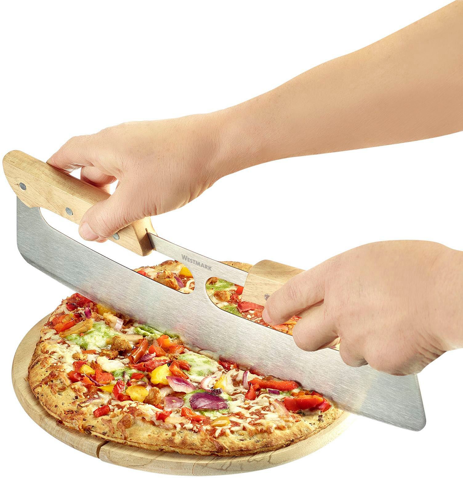 WESTMARK Pizzaschneider Pro, Wiegemesser, Edelstahl mit Holzgriff