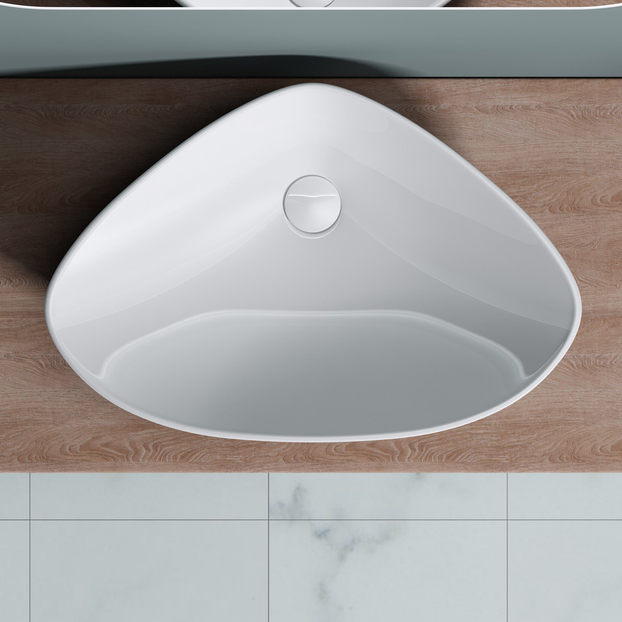 doporro Waschbecken Aufsatzwaschbecken aus Keramik in weiß inkl. Nano-Versiegelung Br215