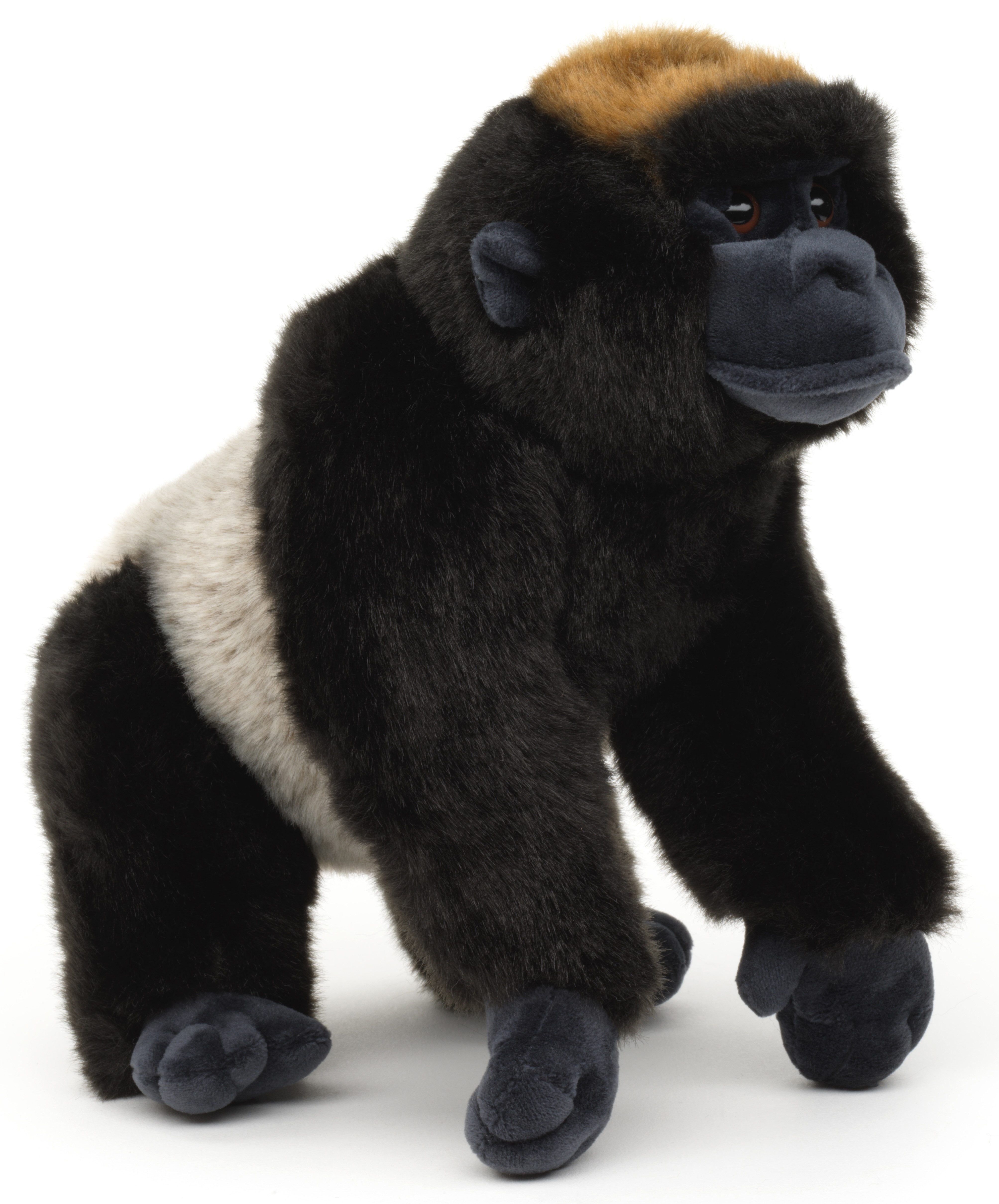 Uni-Toys Kuscheltier Gorilla, stehend - 23 cm (Länge) - Plüsch-Affe - Plüschtier, zu 100 % recyceltes Füllmaterial