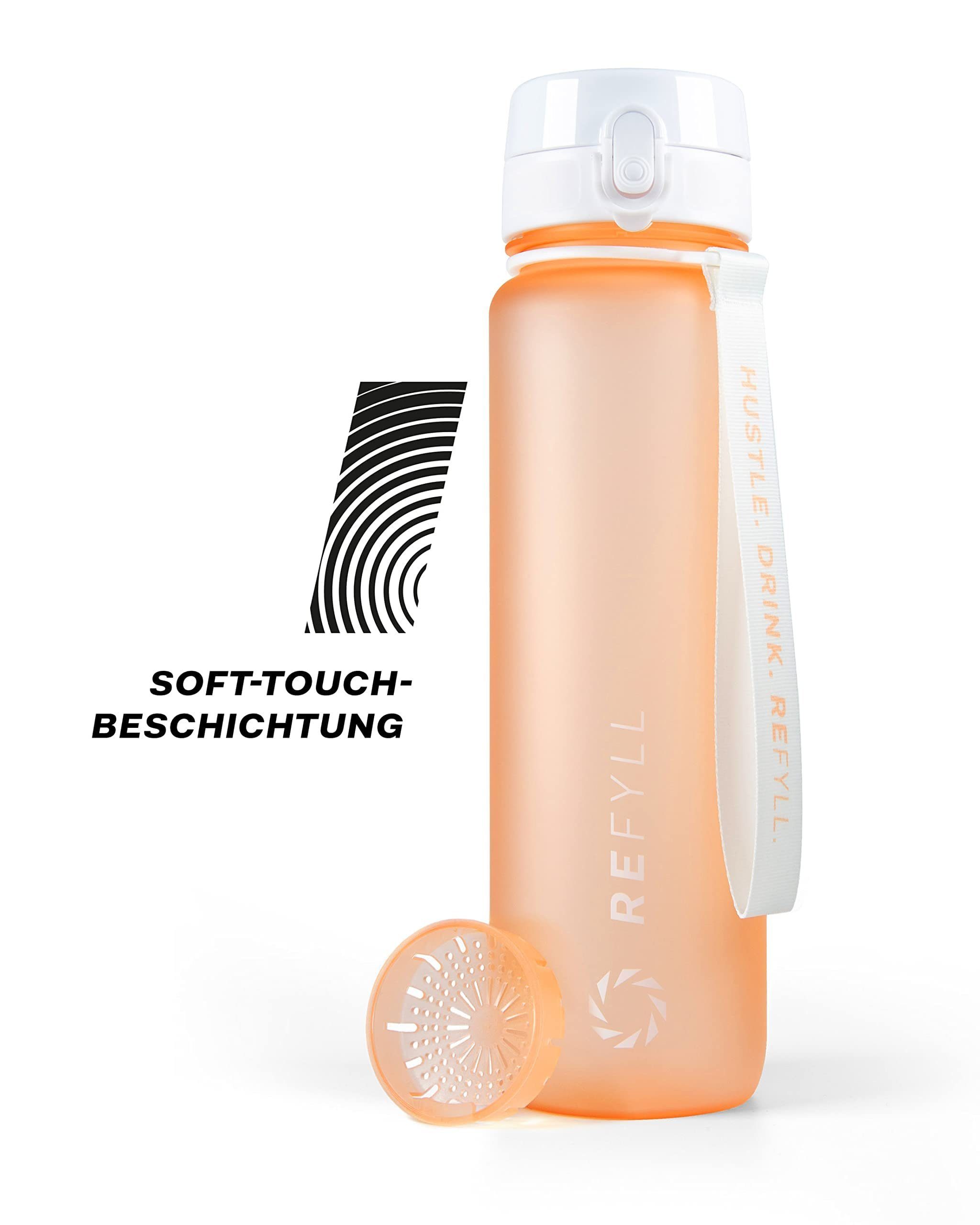 "Go" REFYLL Trinkflasche Touch, 1L Sport BPA-Frei, für I Peach Trinkflasche Tritan Sport-Trinkflasche Soft Fruchteinsatz, Fitness Wasserflasche Mit I