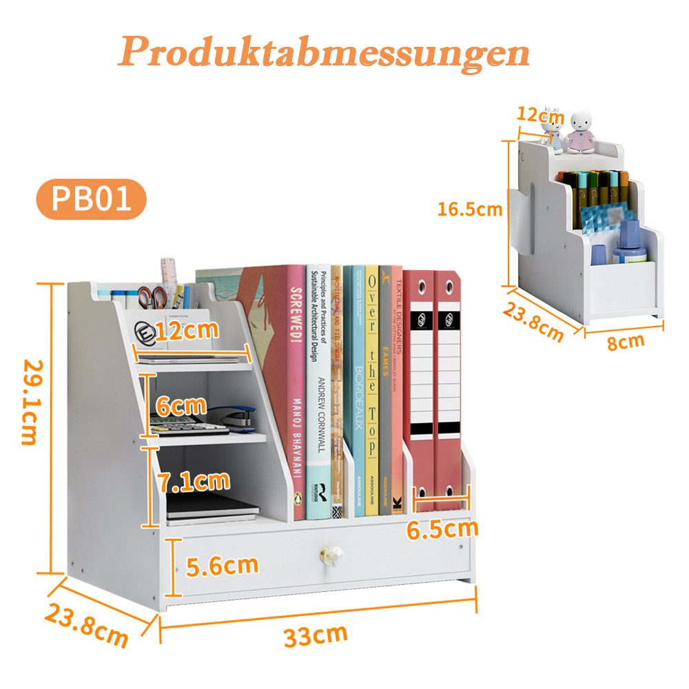 TUWENA Aufbewahrungsdose Schreibtisch Organizer mit Stifthalter & Schublade,Schreibtischaufsatz, Mehrzweck-Dokumentenablage,Aufbewahrungsregal,für Zuhause, Büro, Schul