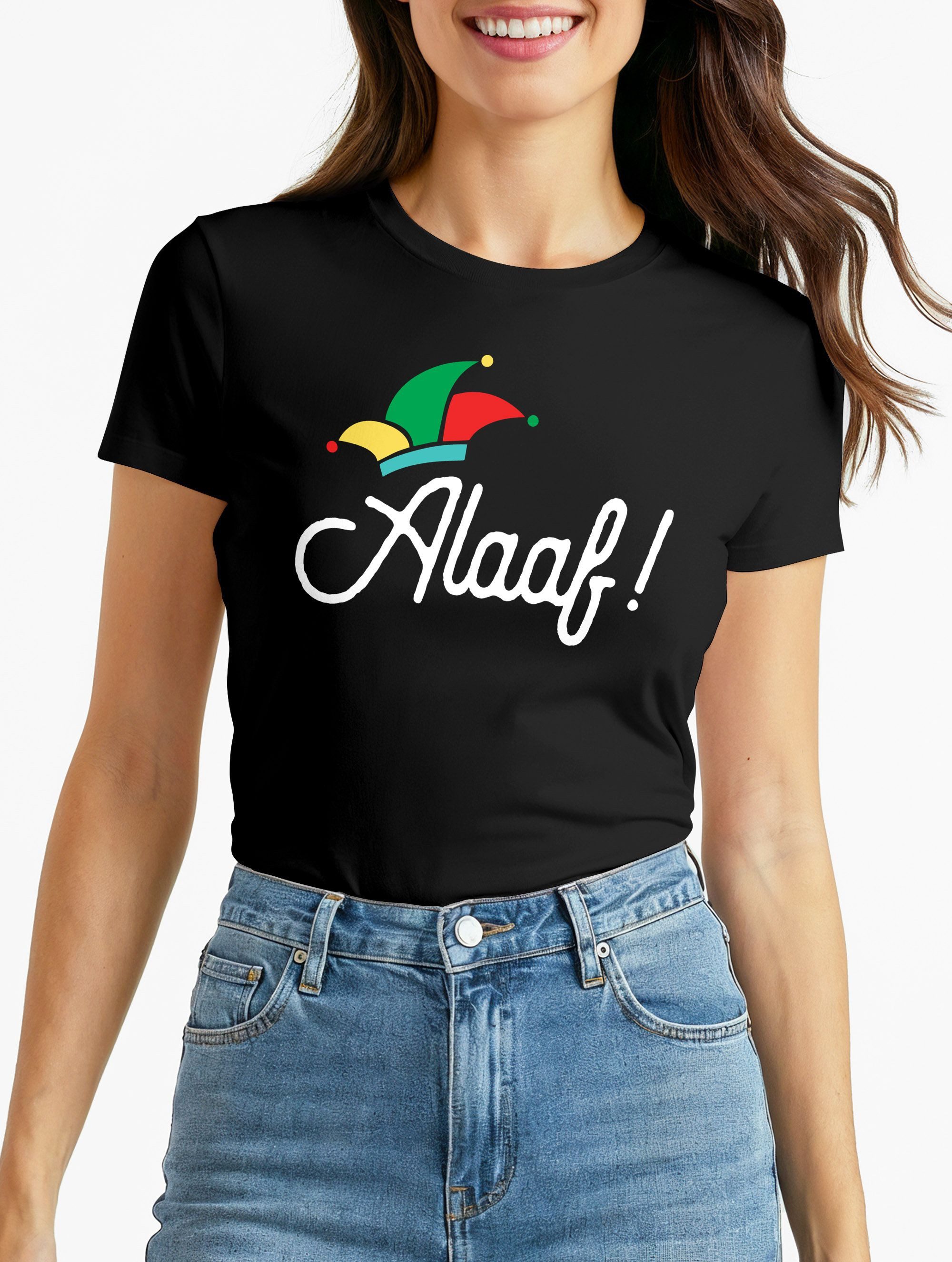 Print-Shirt Damen T-Shirt Alaaf Helau Ahoi Karneval Fasching Fasnacht Narrenruf