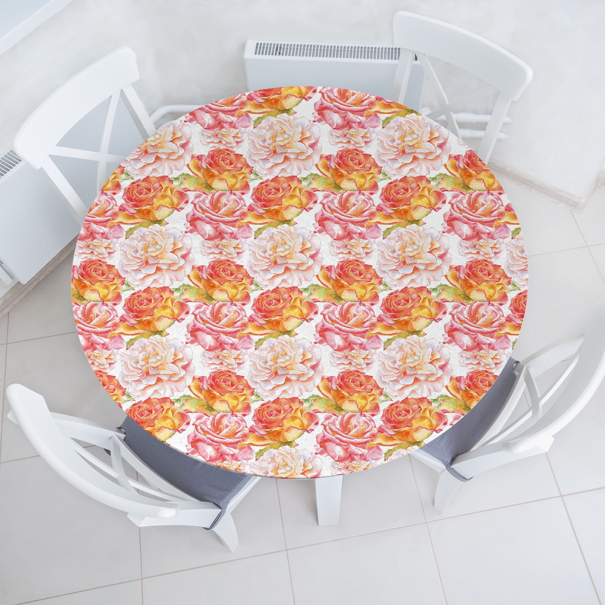 Abakuhaus Tischdecke Rundum-elastische Stofftischdecke, Blumen Aquarell-Gra günstig online kaufen