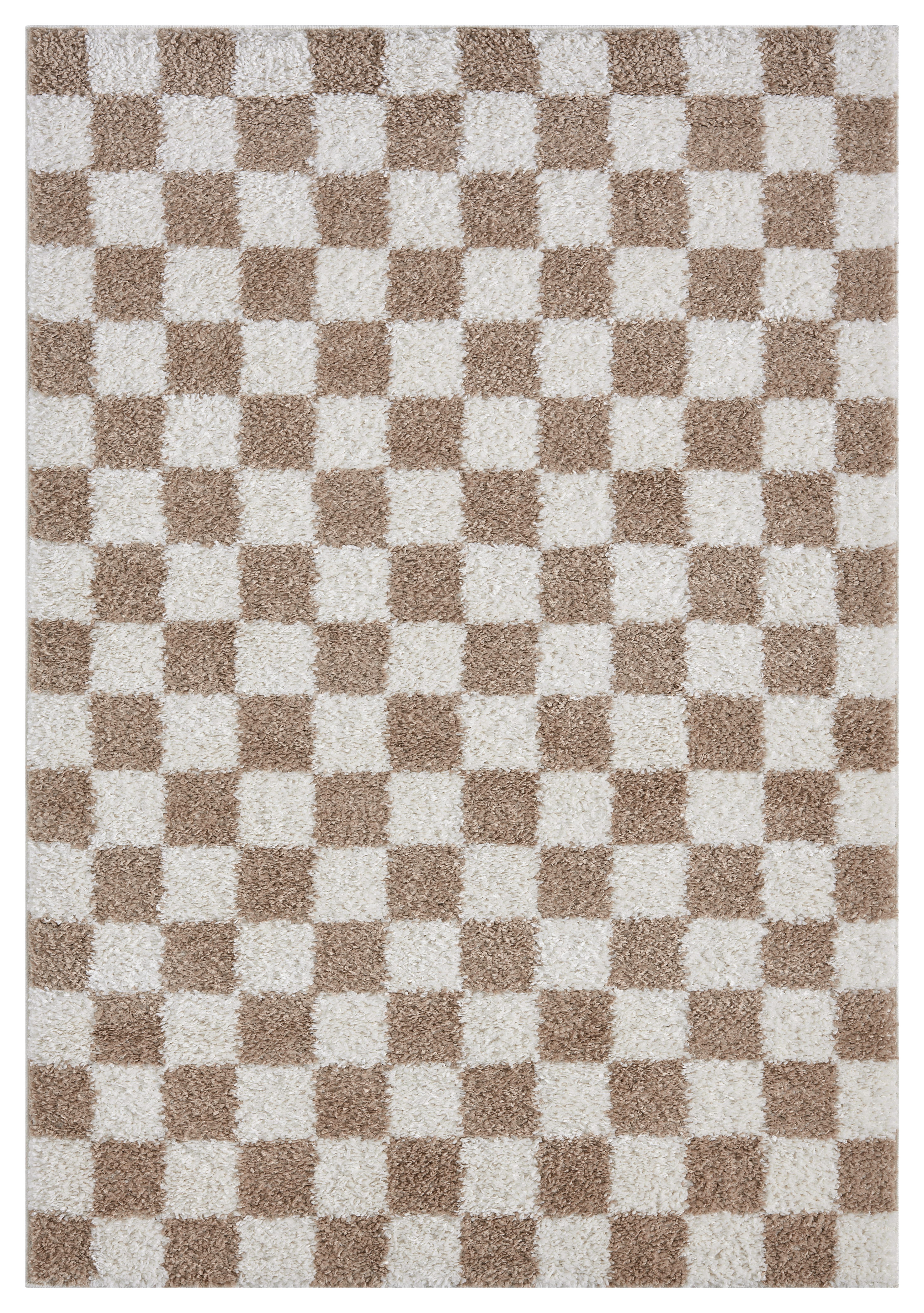 OTTO home Hochflor-Teppich Kiiki, Karo-Muster, rechteckig, Höhe: 30 mm, Kariert, auffälliges Schachbrettmuster, Wohnzimmer, Schlafzimmer