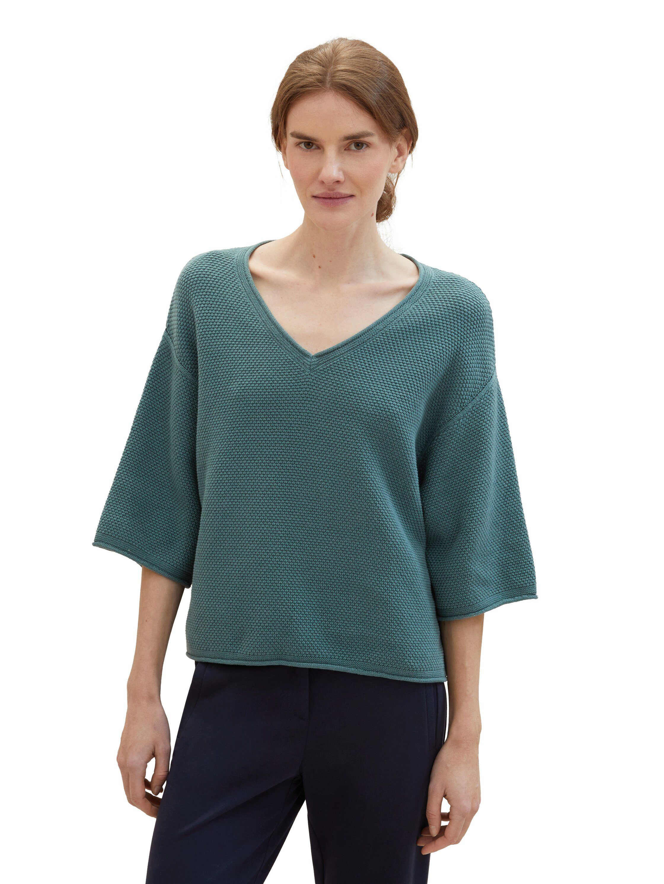 TOM TAILOR V-Ausschnitt-Pullover mit Drop-Shoulder