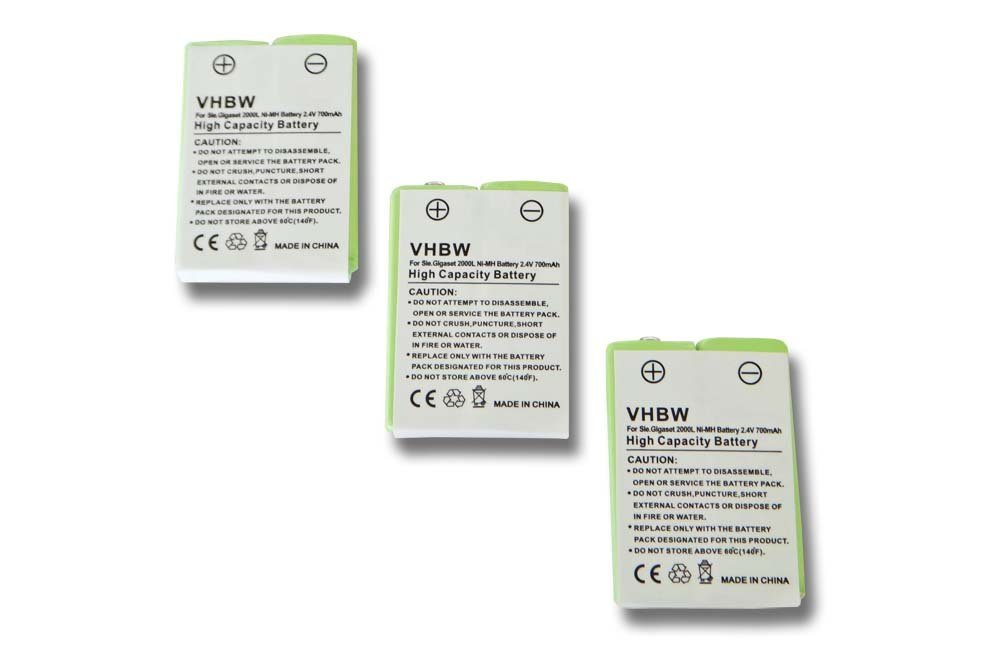 vhbw kompatibel mit Siemens Gigaset 3000C Pocket, 3010 Pocket Akku NiMH 700 mAh (2,4 V)