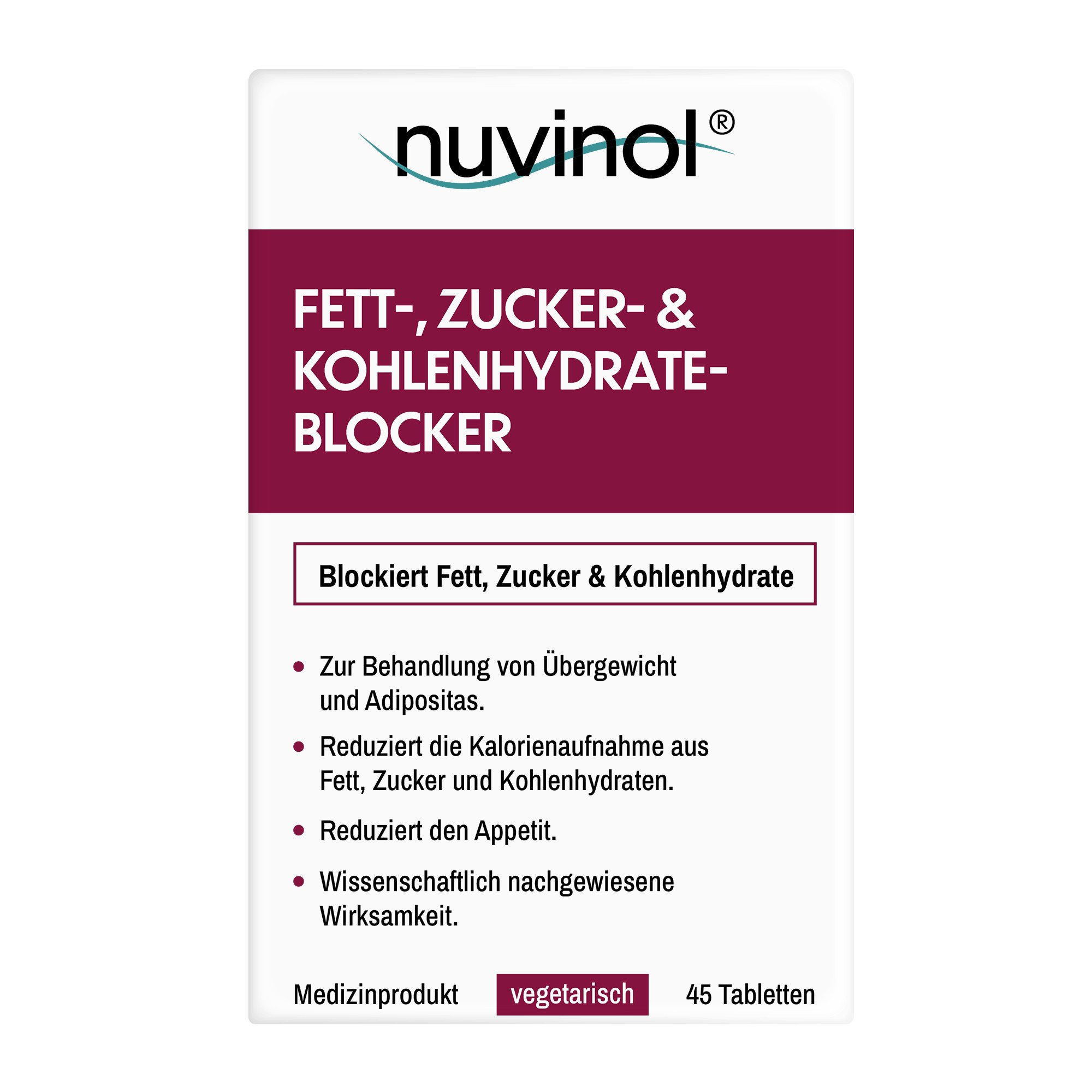 nuvinol Fett- & Zucker- & Kohlenhydratteblocker Tabletten, 60.3 g 0.0 ml