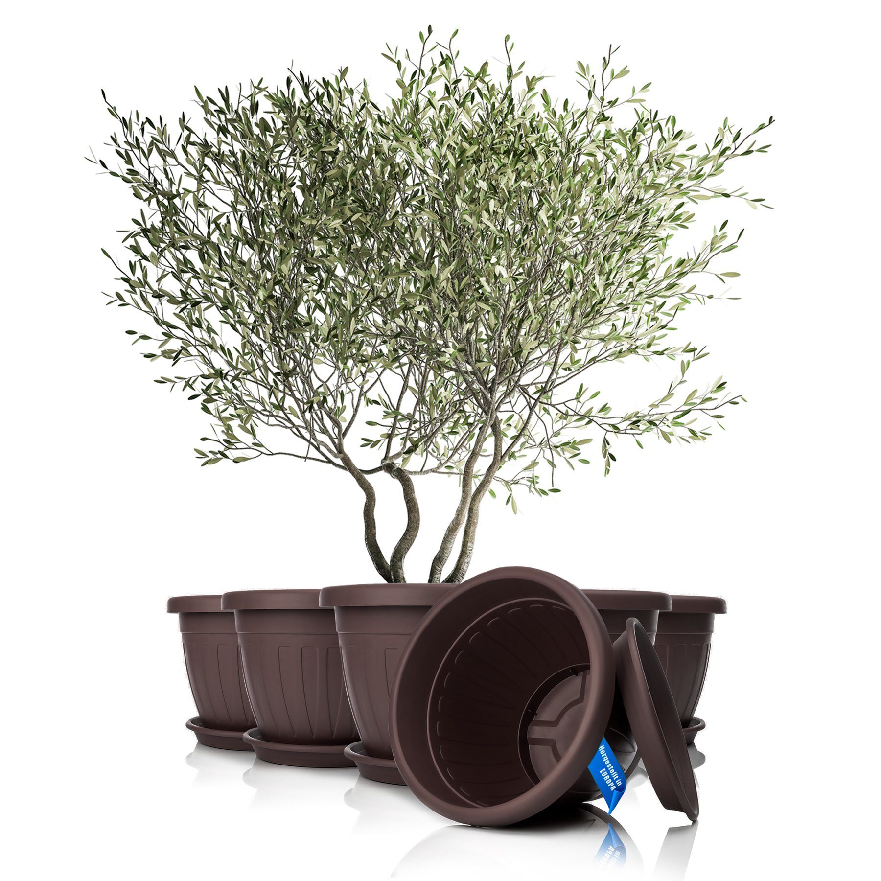 BigDean Blumentopf 6x Pflanzkübel mit Untersetzer günstig online kaufen