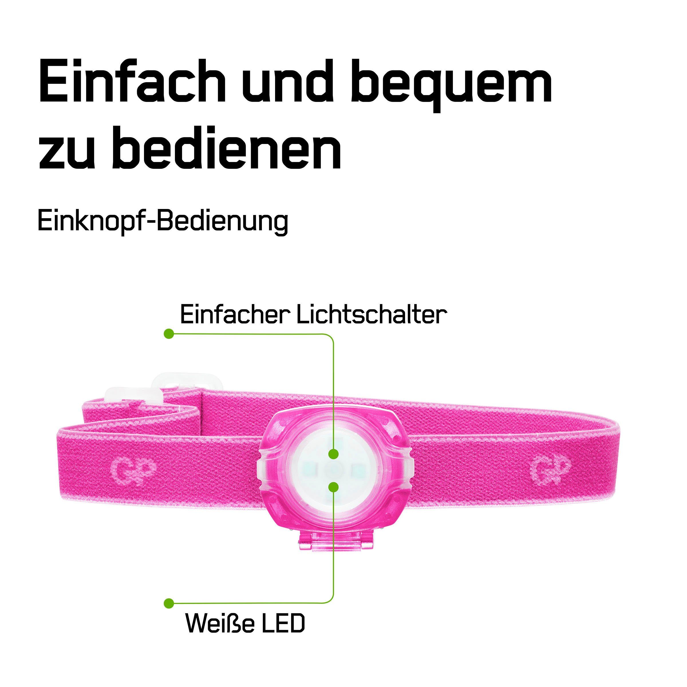 GP Batteries Stirnlampe Schulranzen) mit Discovery Clip befestigen rosa zu Leuchte, überall (z.B. CH31, abnehmbare