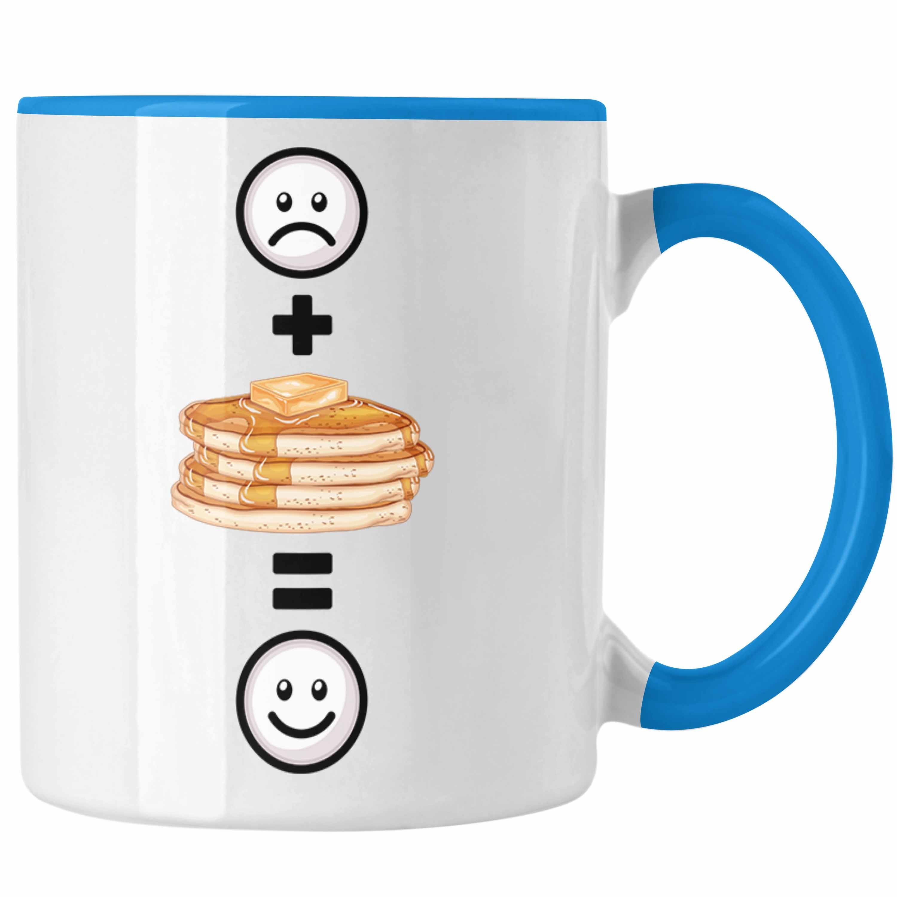 Trendation Tasse Pfannkuchen Pancaked Tasse Geschenk für Pfannkuchen-Liebhaber Lustige Blau