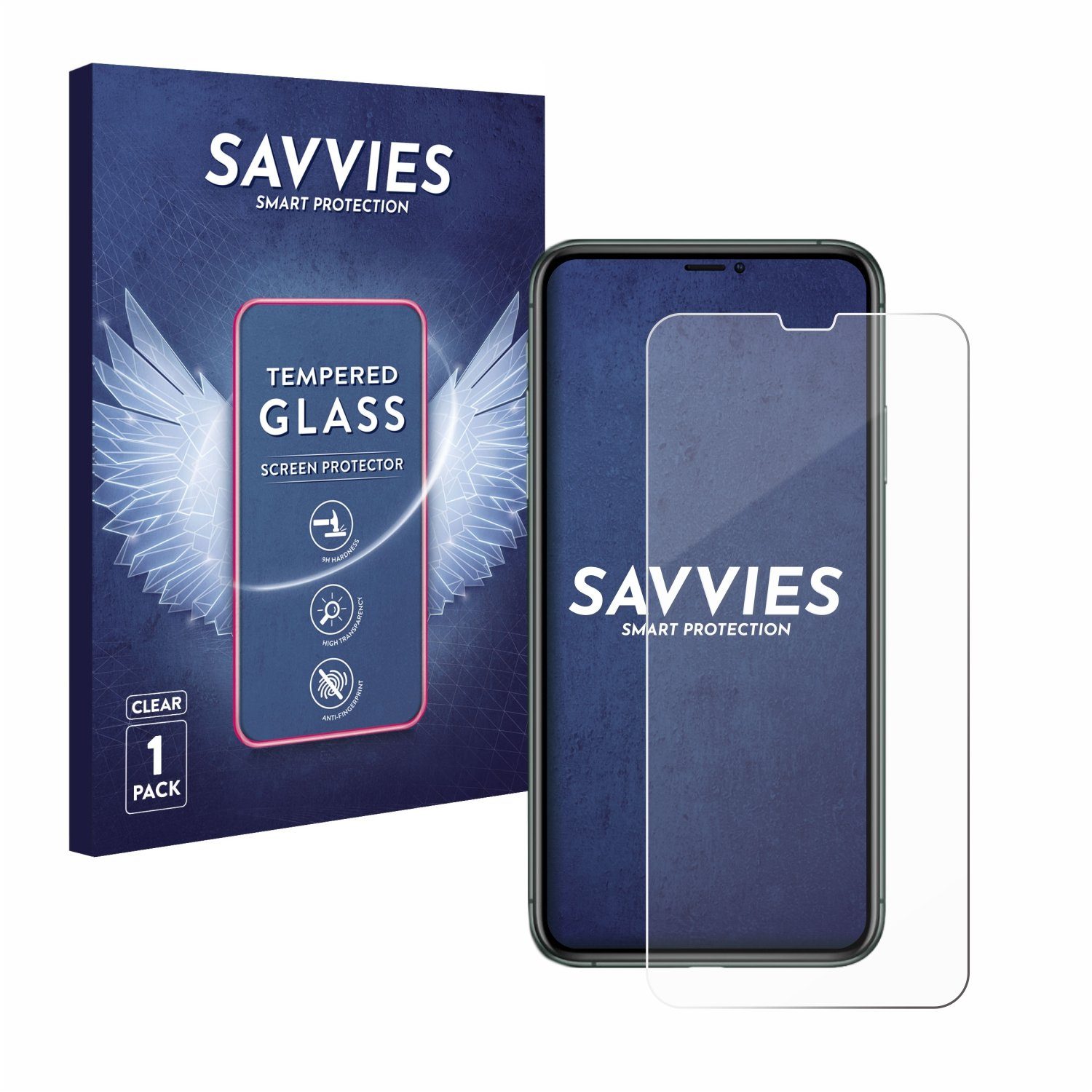Savvies Displayschutzglas Schutzglas für Apple iPhone 11 Pro Max, Displayschutz 9H Glas Klar Transparent