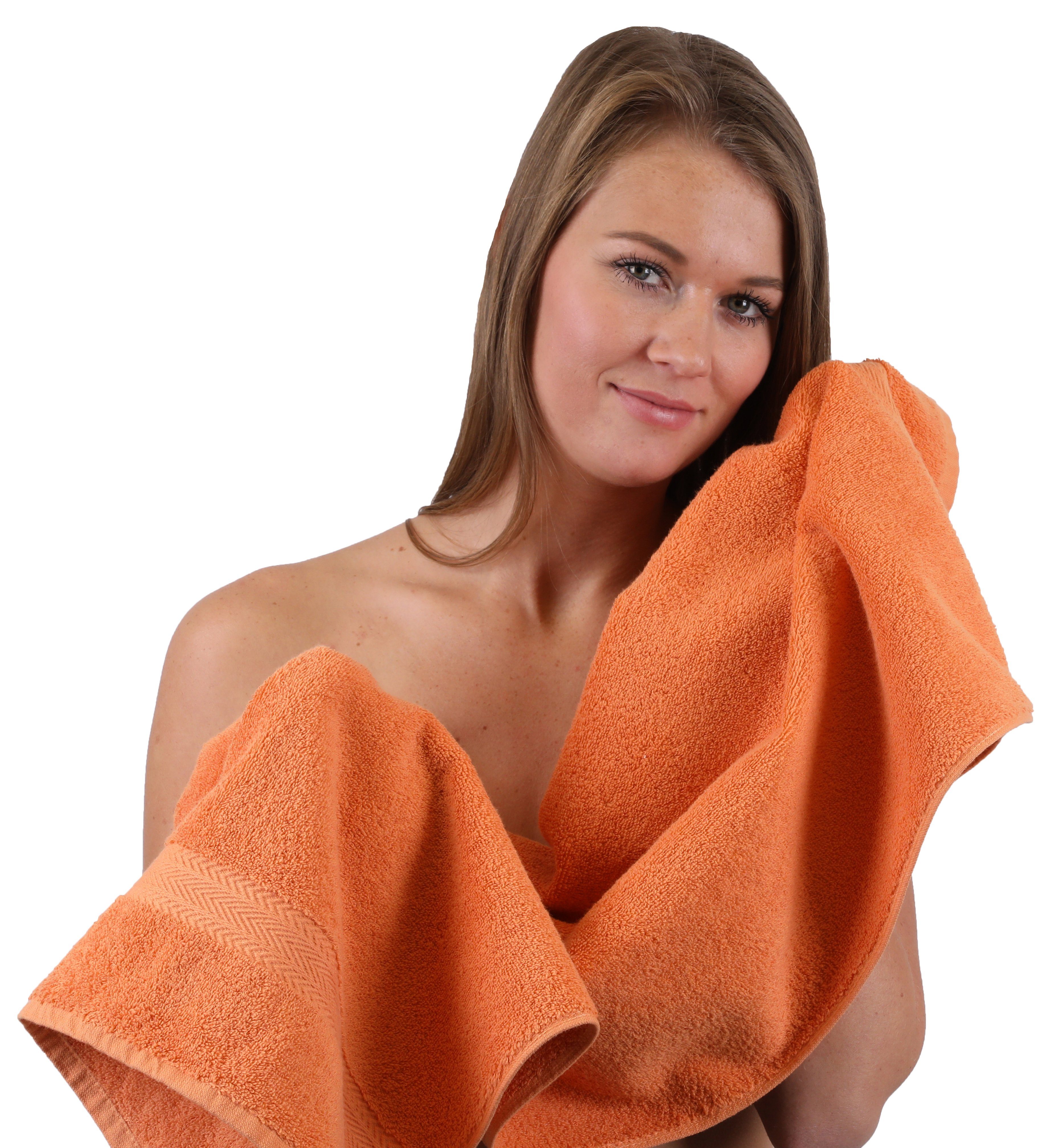 Betz Handtuch Dunkelblau 100% Set Baumwolle, 10-TLG. (Set, & Orange, Farbe Premium Handtuch-Set 10-tlg)