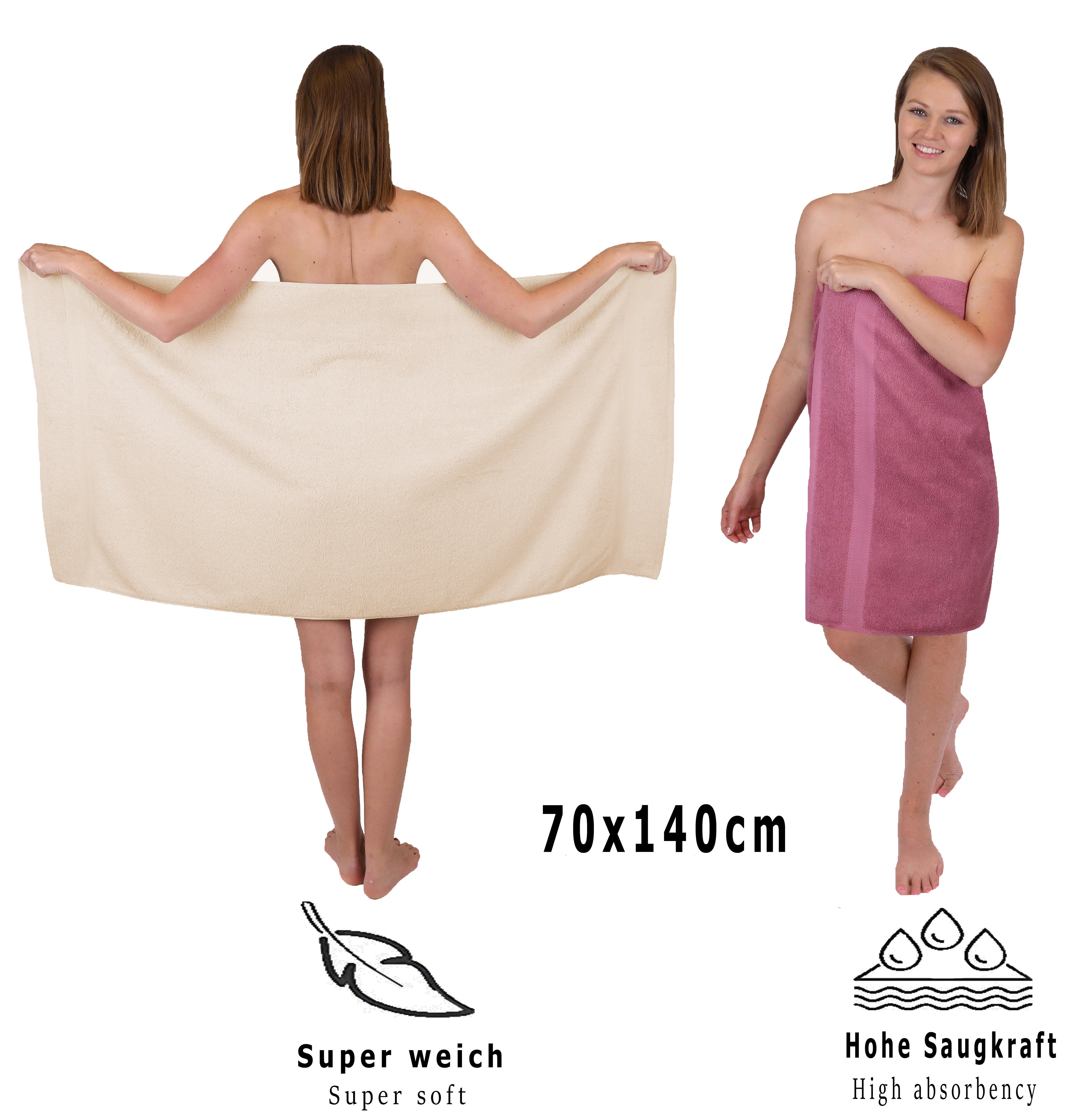 Betz Handtuch Set 12-tlg. Handtuch Set Baumwolle, Premium Farbe (12-tlg) 100% Sand/Beere