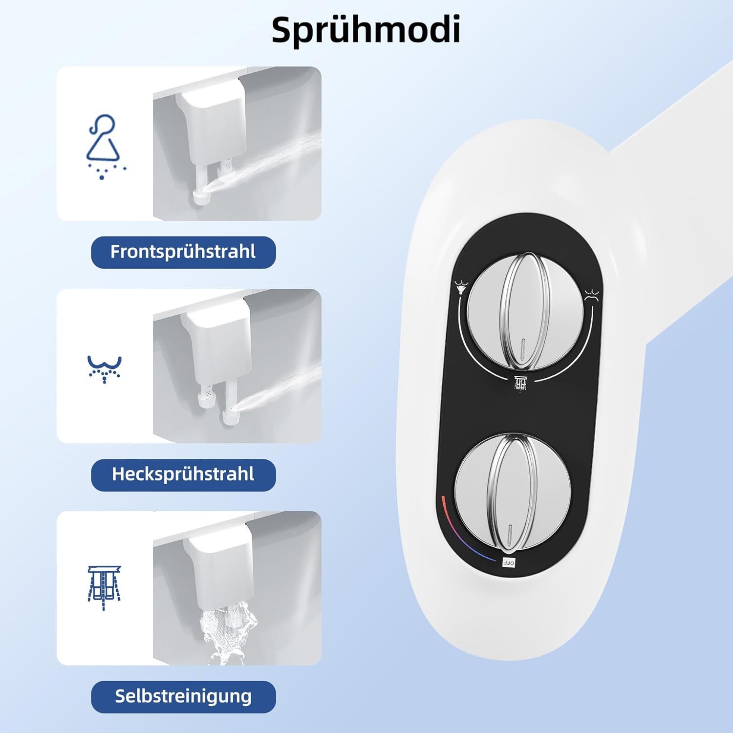 GarveeMore Bidetarmatur Bidet-Aufsatz mit zwei Reinigungsmodi, temperaturverstellbar – Bild 5 von 5