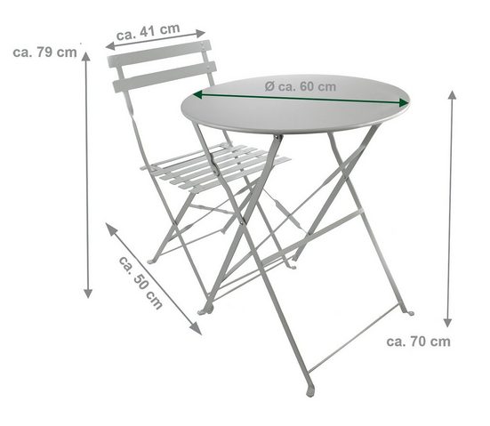 BubbleStore Balkonset »Bistroset Metall«, (Bistrogarnitur für Balkon