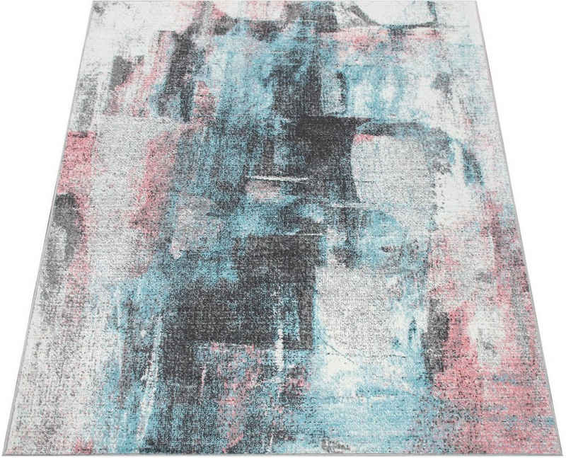 Teppich Petit 482, Paco Home, rechteckig, Höhe: 13 mm, Kurzflor, modernes abstraktes Motiv, Pastell-Farben