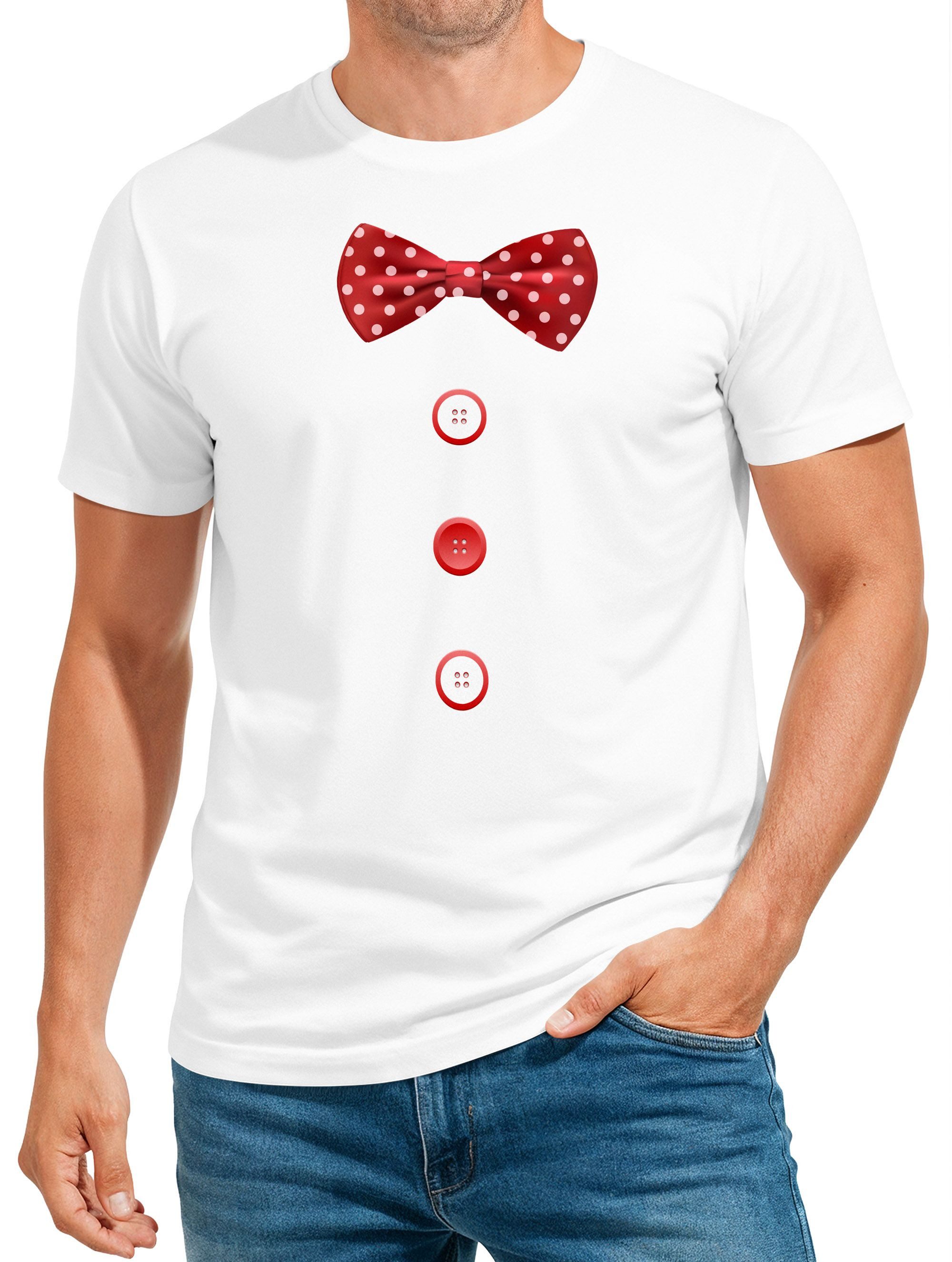 MoonWorks Print-Shirt Herren T-Shirt Fliege Knöpfe Schleife Clown Fasching günstig online kaufen