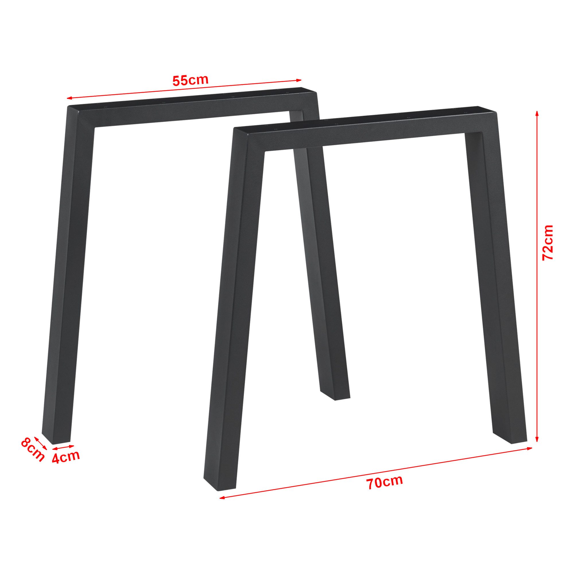 en.casa Tischgestell (2er Set), »Kraftisried« Stahl 72 x 70 cm Schwarz