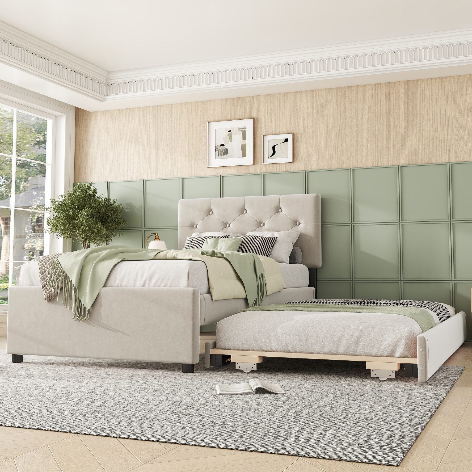 Odikalo Polsterbett Jugendbett Rollcontainer Samt Minimalistisch günstig online kaufen