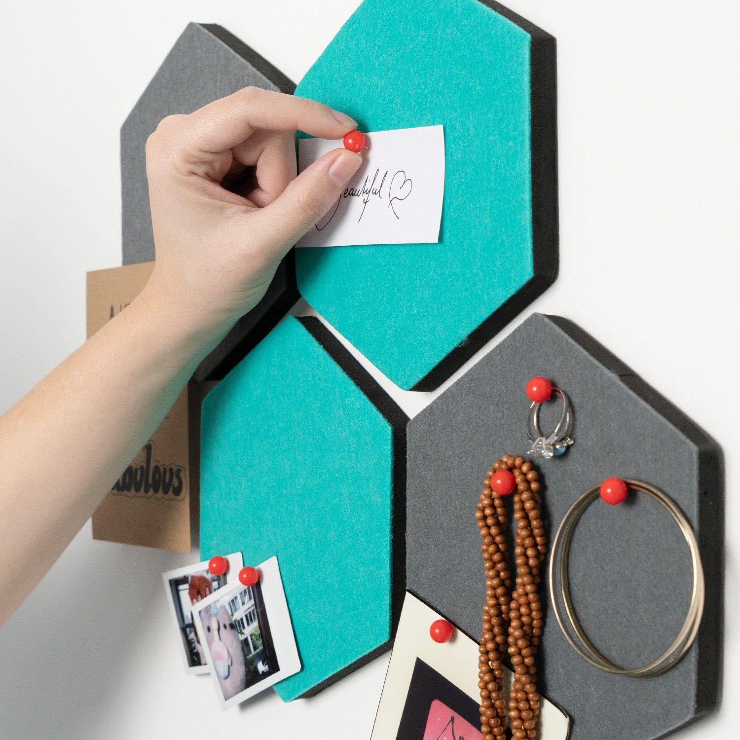 Navaris Memoboard Filz Memoboards Set, sechseckig, günstig online kaufen