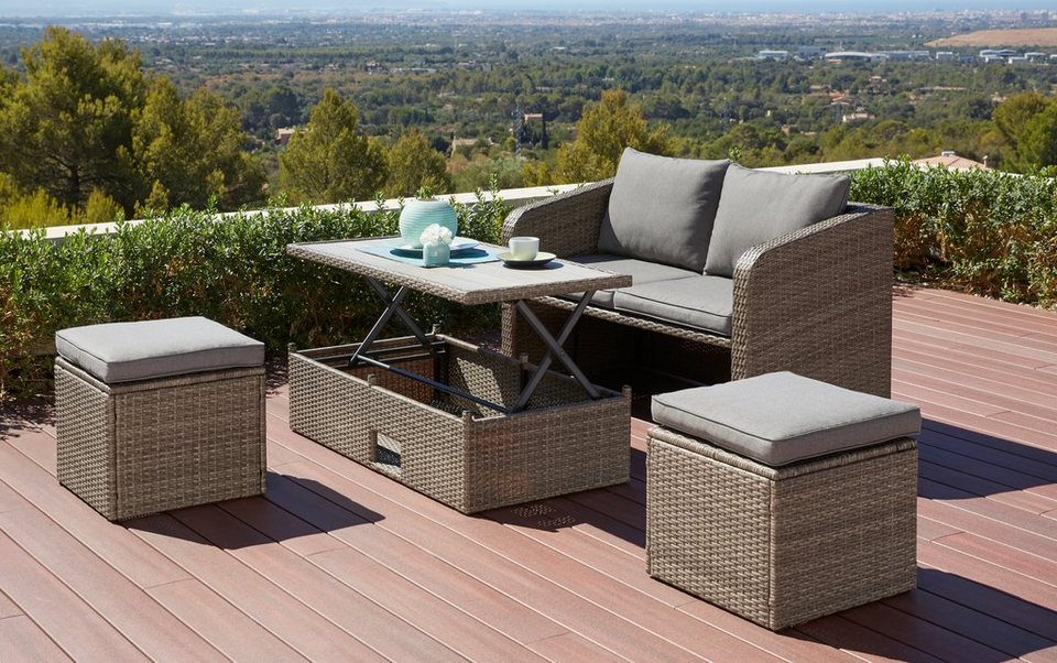 gartenmobel polyrattan anthrazit, konifera gartenmöbelset »lagos«, 10-tlg., 2er-sofa, 2 hocker,tisch, Design ideen