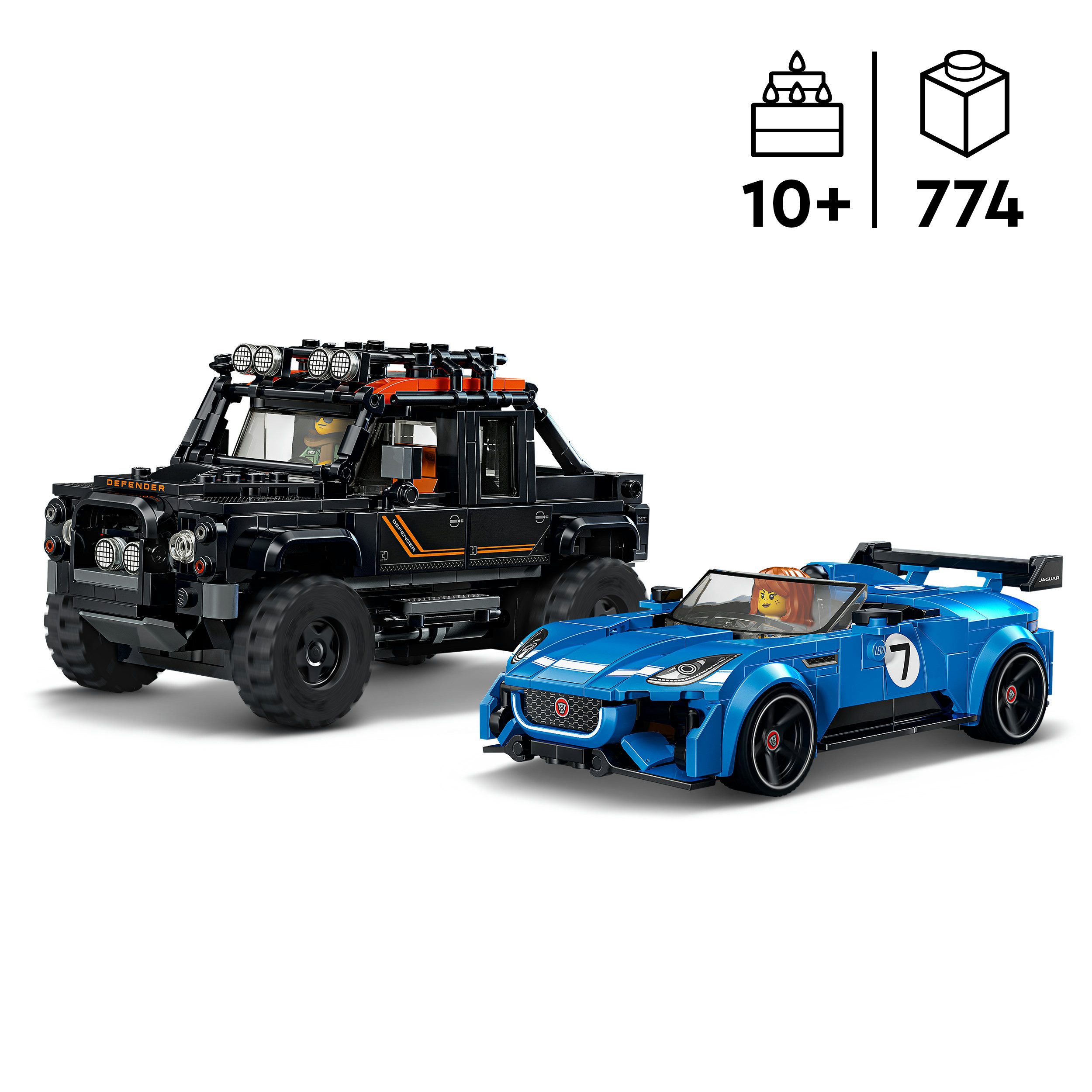LEGO® Jaguar Project 7 & Land Rover Defender (77264), LEGO Speed Champions Konstruktionsspielsteine, (740 St), Made in Europe – Bild 3 von 5
