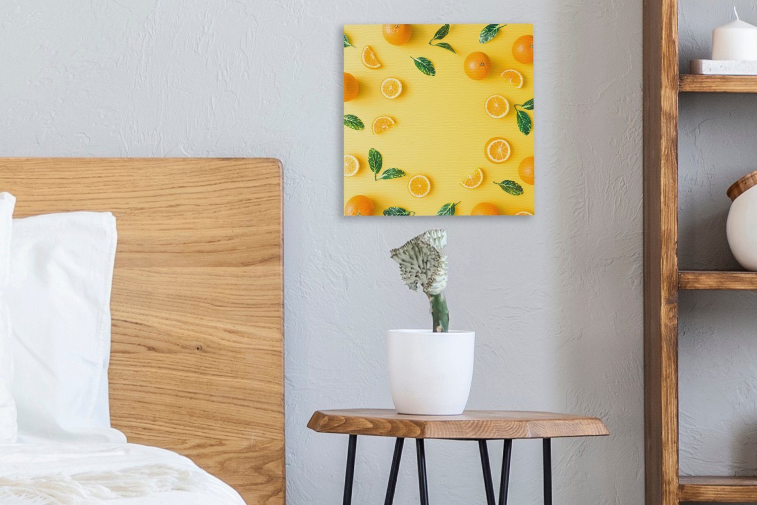 OneMillionCanvasses® Leinwandbild Orange Gelb, (1 - - Obst für Bilder Schlafzimmer Leinwand St), Wohnzimmer