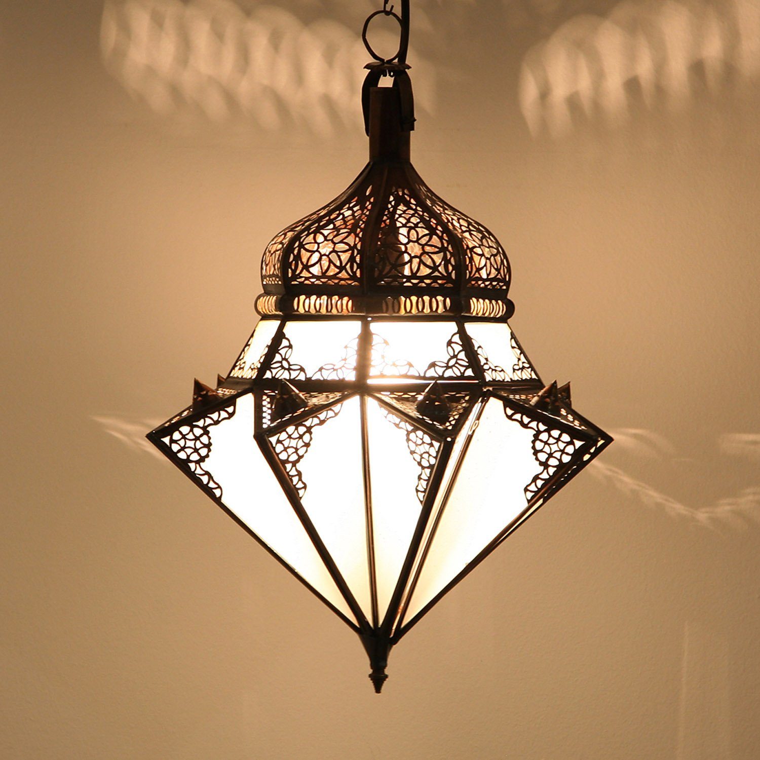 Casa Moro Deckenleuchte Orientalische Lampe Jawhara Milchweiss Hängeleuchte, ohne Leuchtmittel, marokkanische Hängelaterne, Weihnachtsdekoration