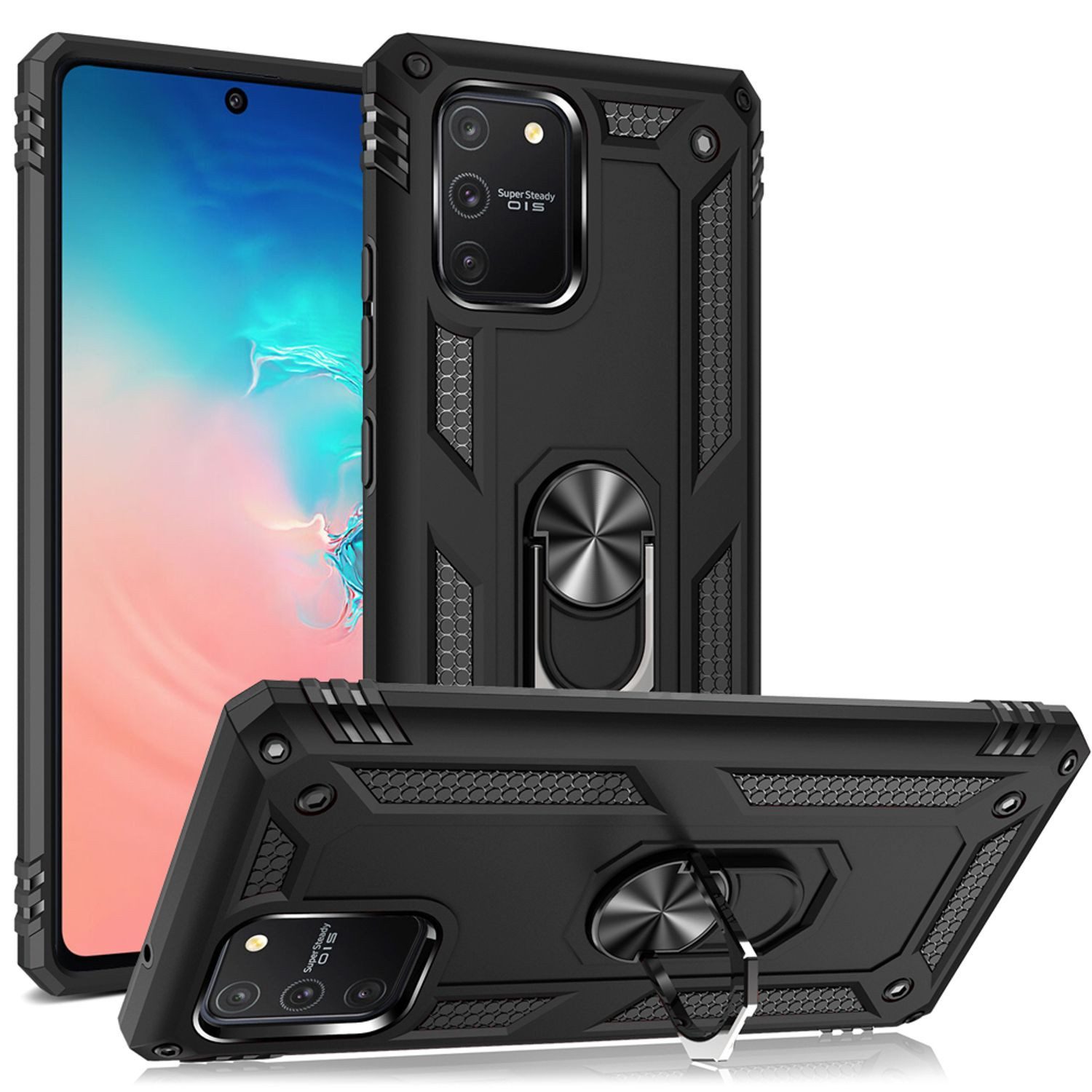 Nalia Smartphone-Hülle Samsung Galaxy S10 Lite 17 cm (6,7 Zoll), Stoßfeste Military-Style Ring Hülle / Extrem Schützend / Outdoor Case