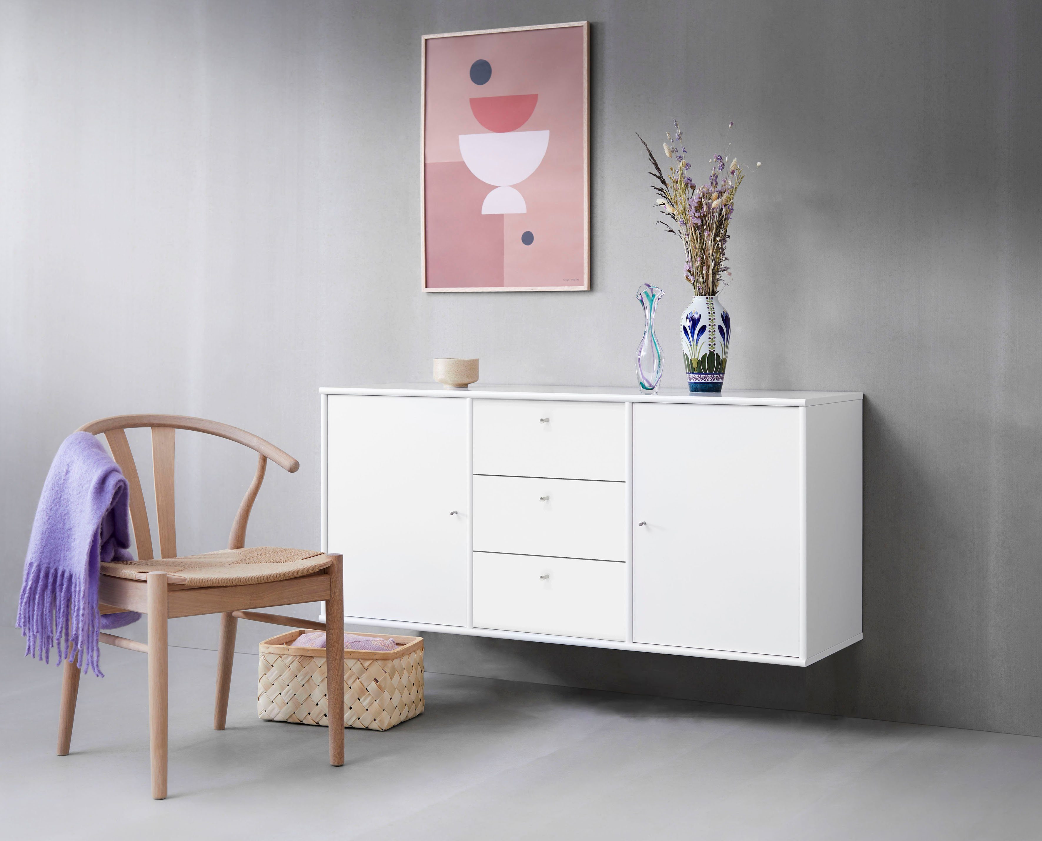 Hammel Furniture Sideboard Mistral, Hochwertig Schrank, hängend/stehend montierbar, mit Türen und Schubladen, B: 133 cm, anpassungsbar Designmöbel