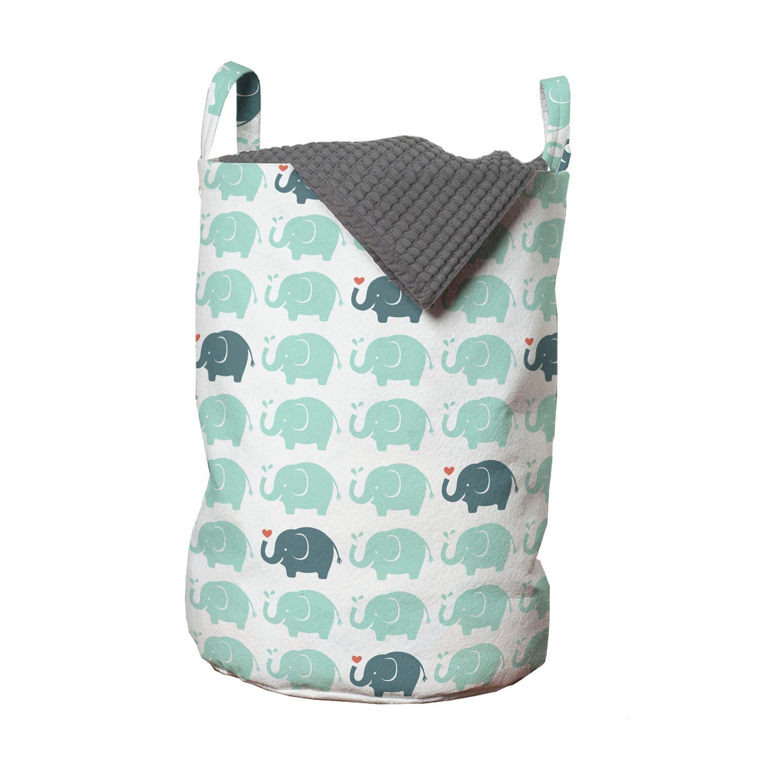für Griffen mit Safari Wäschekorb Abakuhaus Wäschesäckchen Waschsalons, Cartoon-Elefant Kordelzugverschluss