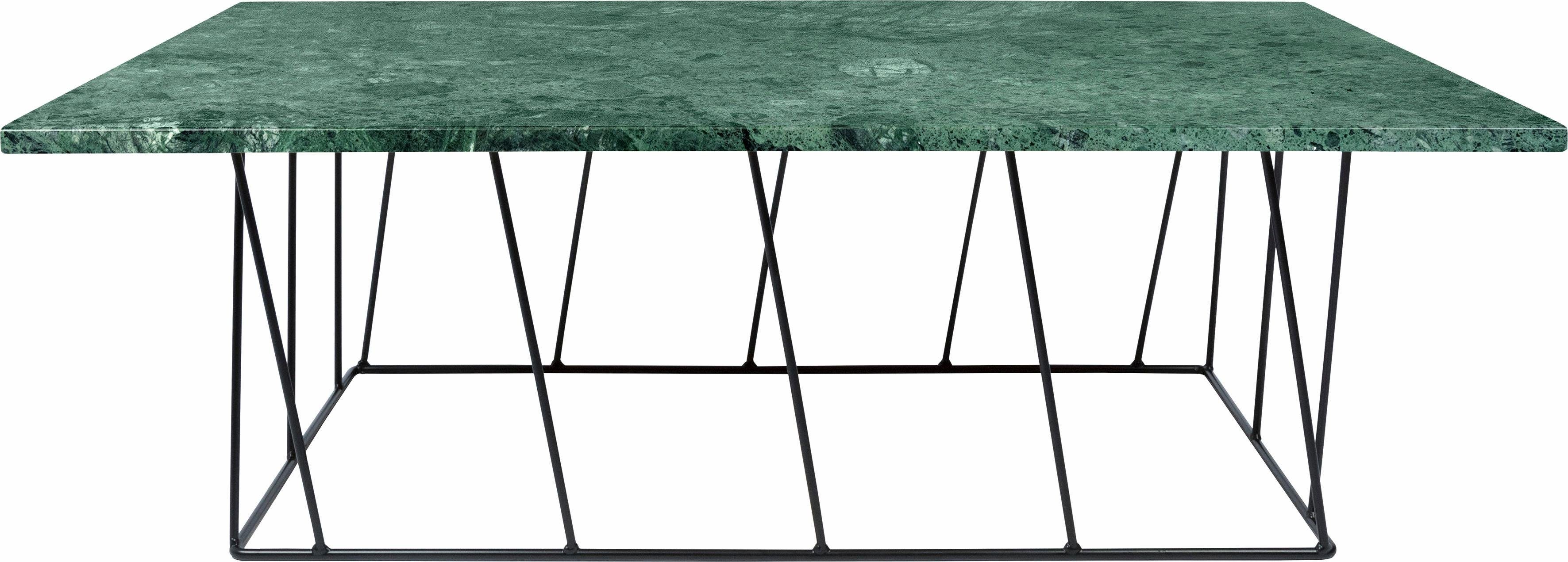 Couchtisch Tischplatte Grüne einer und Helix, Metallgestell schwarzen einem schönen Marmor aus TemaHome Marmorplatte