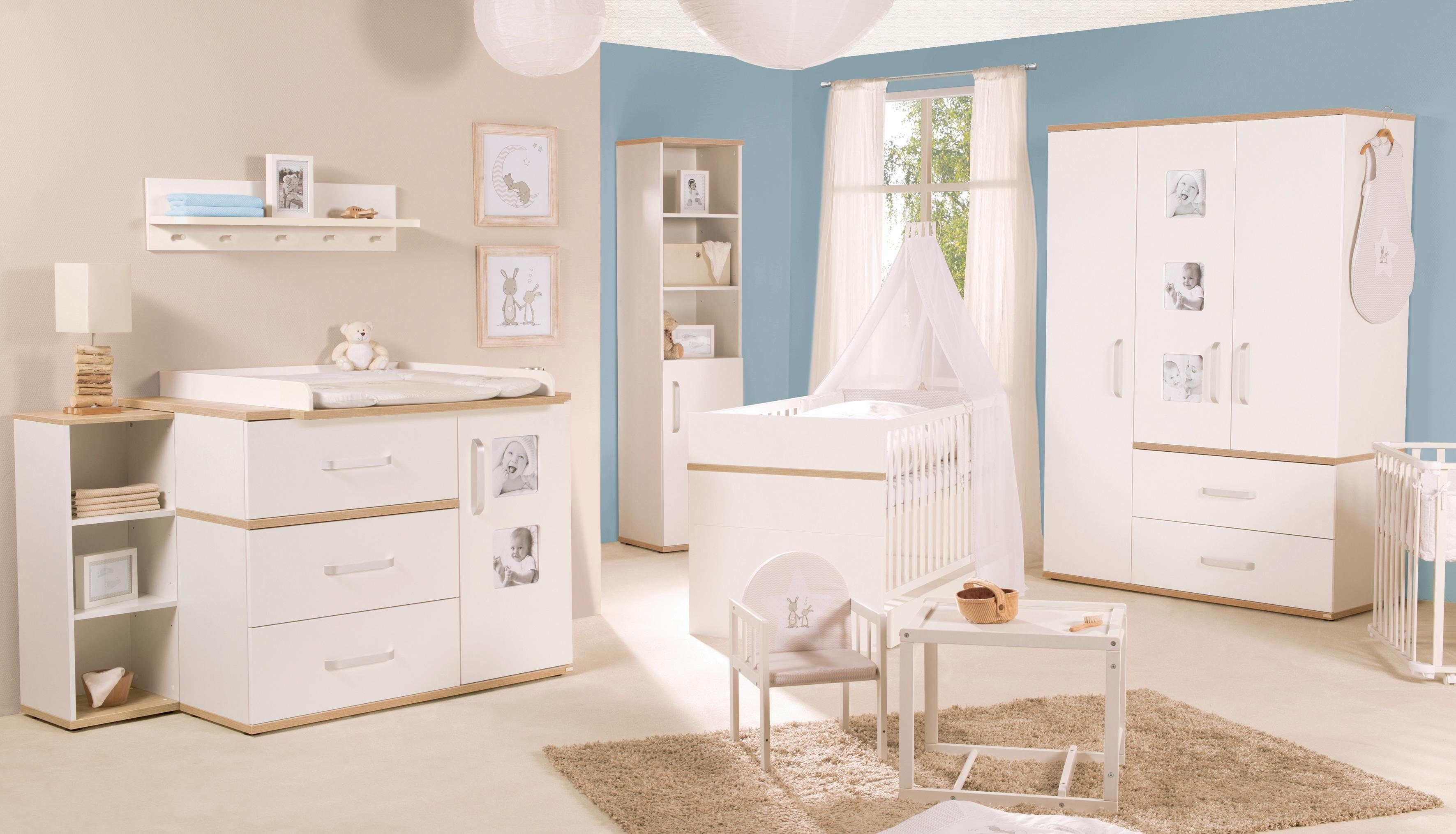 Pia, und Kinderbett, Wickelkommode), mit Babyzimmer-Komplettset roba® Schrank, Schrank schmal; Wickelkommode Kinderbett, 3-St., (Set,