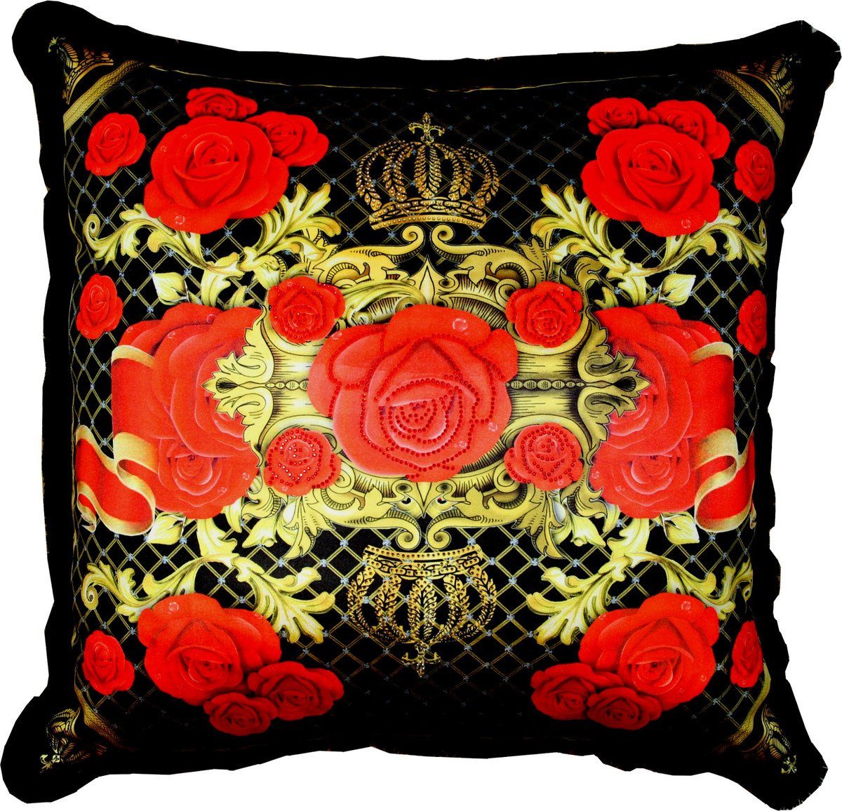 Pompöös by Casa mit by von Harald Glööckler Pompöös Padrino x 80 Barock cm "Roses" XXL funkelnden Riesiges 80 Dekokissen Glitzersteinen Kissen Luxus