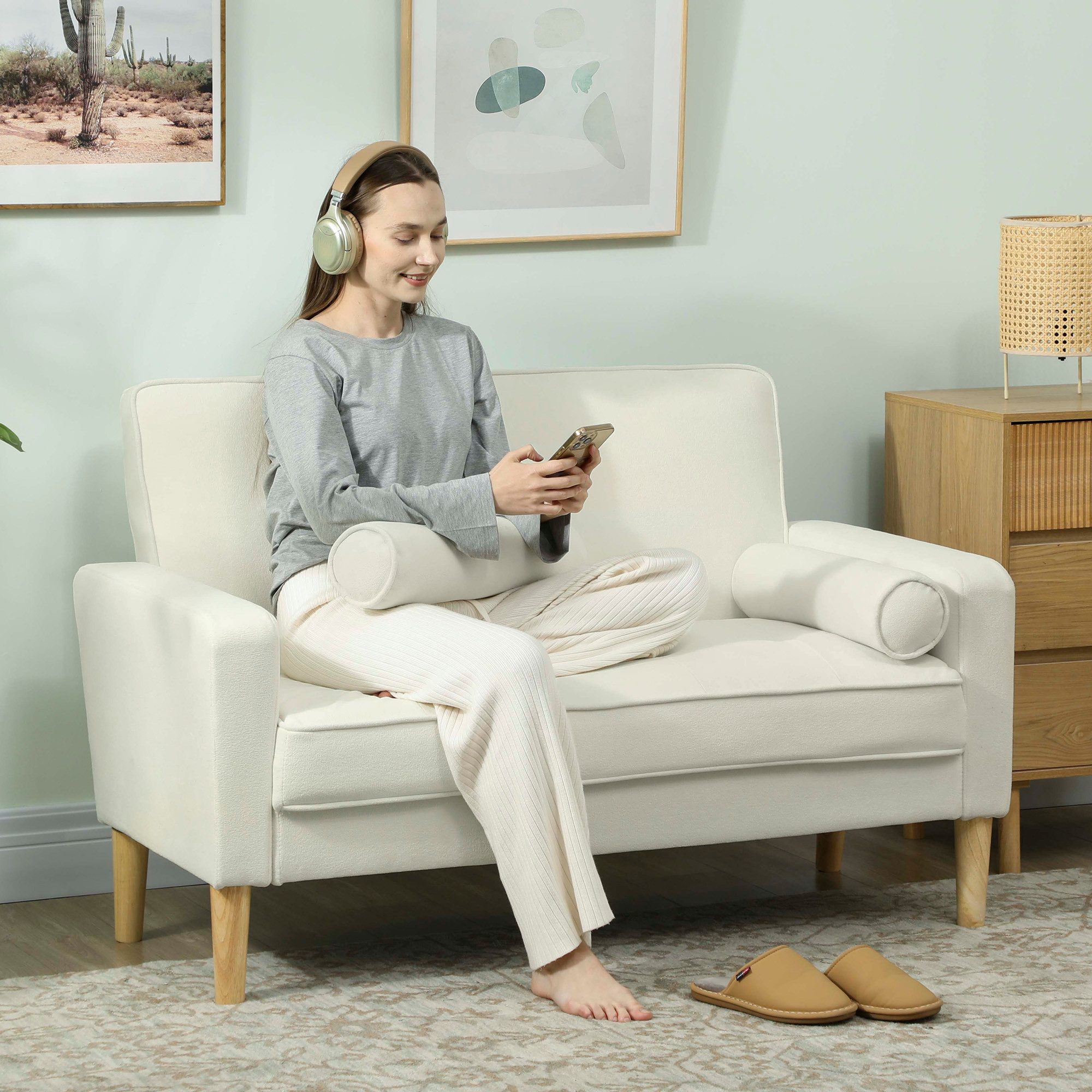 HOMCOM 2-Sitzer Sofa 130 cm Kleine günstig online kaufen