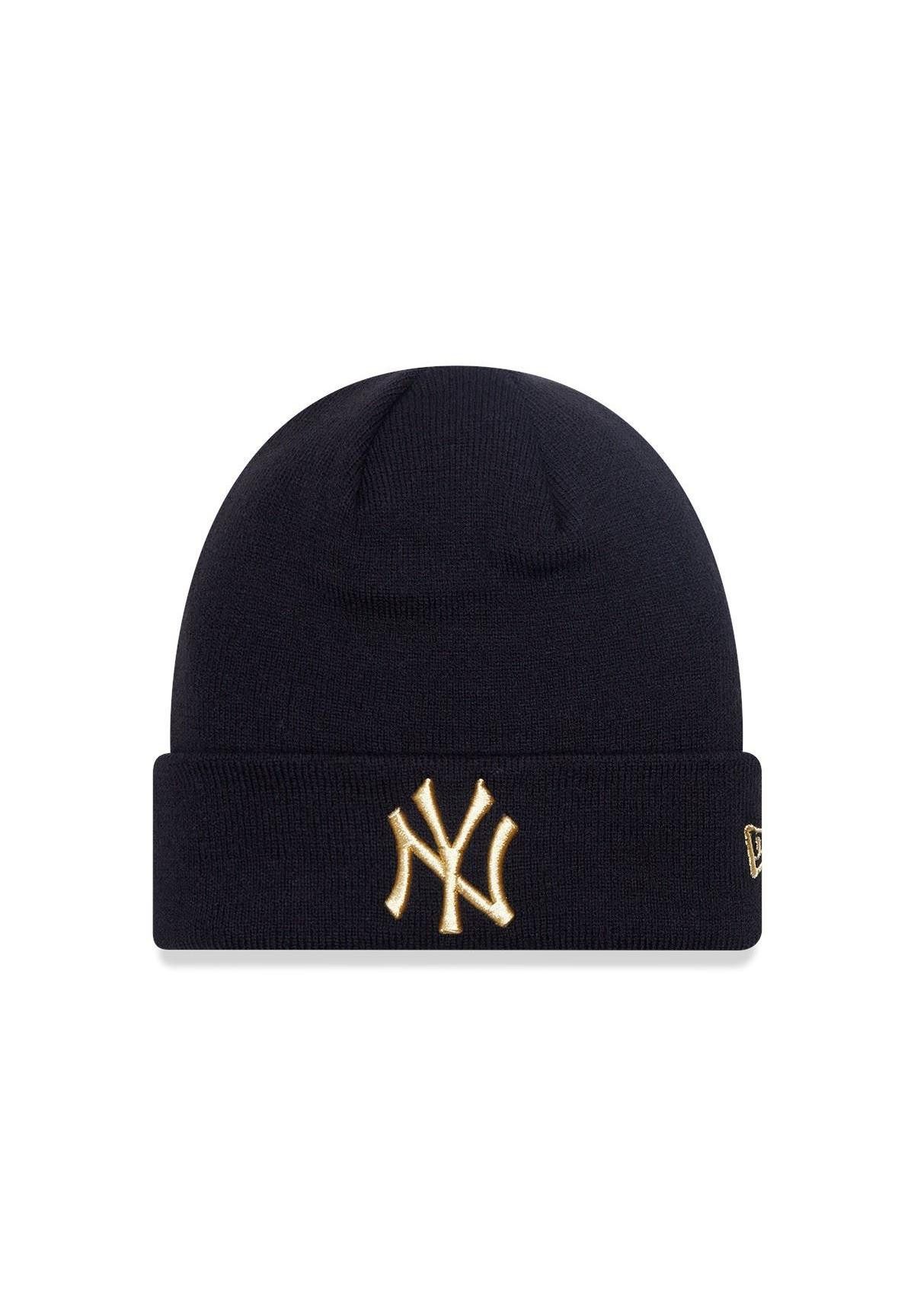 New Era Beanie New York Yankees MLB Metallic Cuff Knit Schwarz Gold Beanie-Mütze New (1-St)