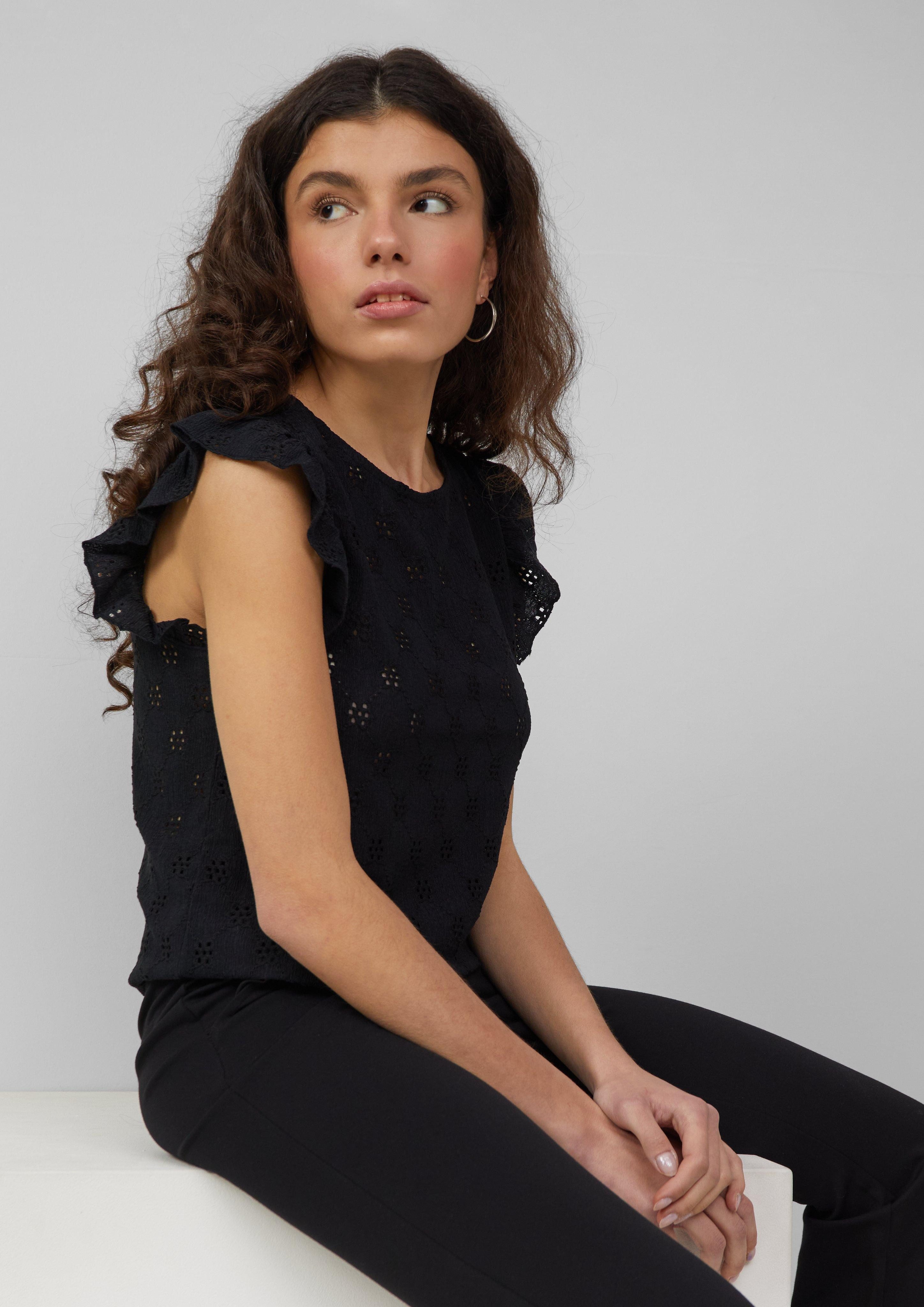 QS Shirttop Top mit Lochstickerei und günstig online kaufen