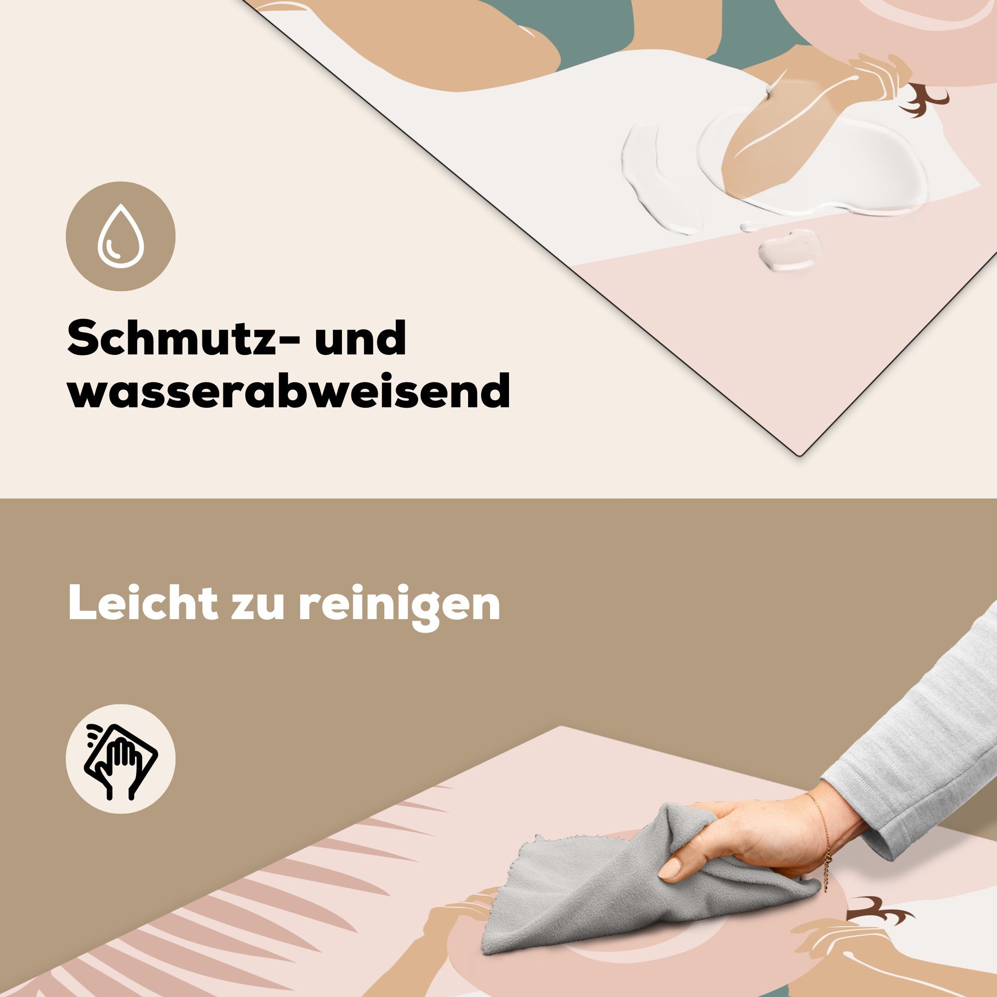 Arbeitsplatte cm, (1 tlg), küche 78x78 Hut - für Vinyl, - Blätter, Herdblende-/Abdeckplatte Ceranfeldabdeckung, Strand MuchoWow