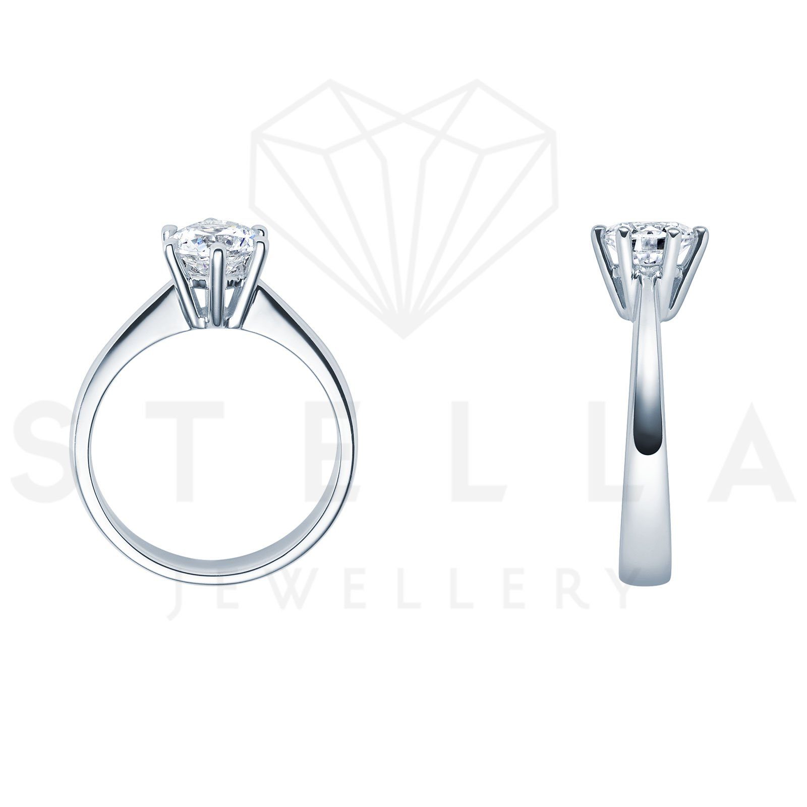 54 - Diamant 0,35ct. mit Gr. Poliert 585er Verlobungsring Stella-Jewellery Verlobungsring (inkl. Brillant - Etui), Weißgold