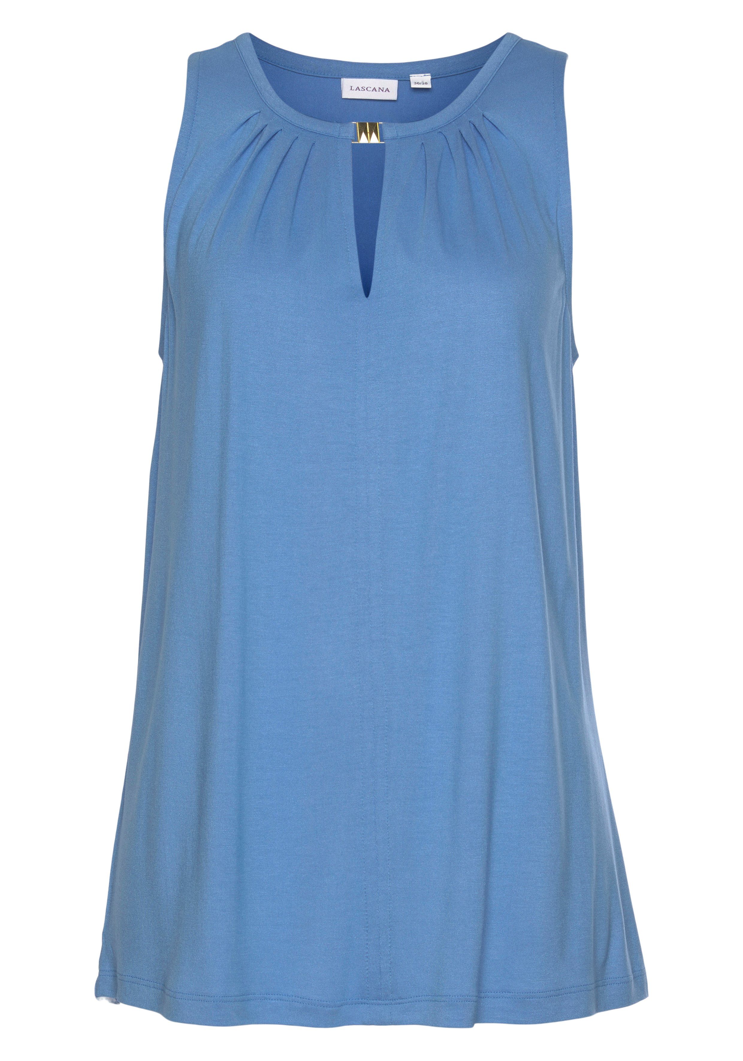 Tanktop LASCANA mit blau Zieraccessoire