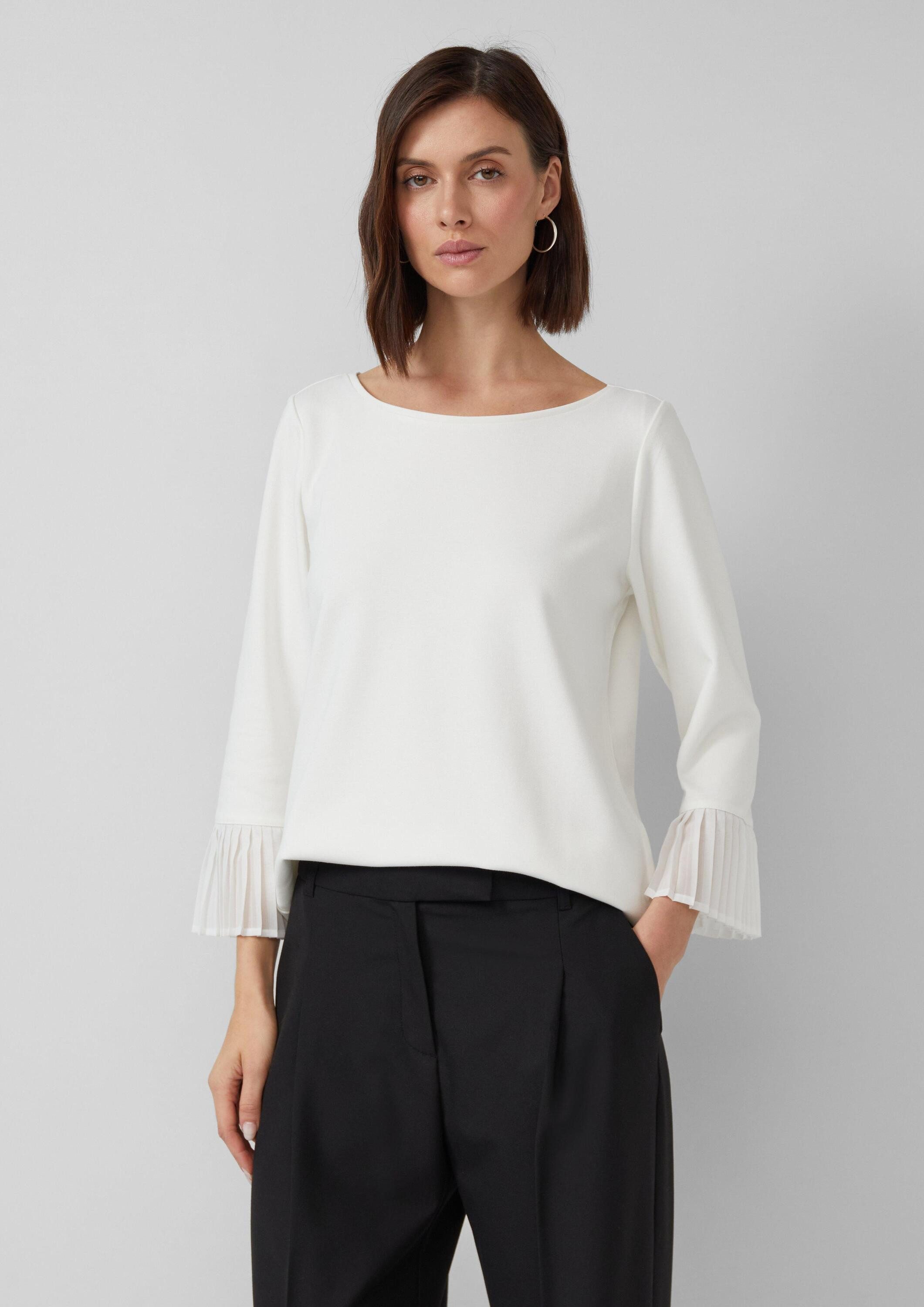 s.Oliver 3/4-Arm-Shirt T-Shirt Relaxed-Fit-Shirt mit Plissee-Details günstig online kaufen