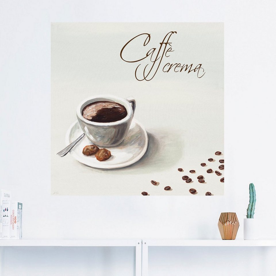 (1 Poster Kaffee St), Größen Leinwandbild, Wandaufkleber crema, Wandbild Artland Alubild, versch. Getränke als oder in