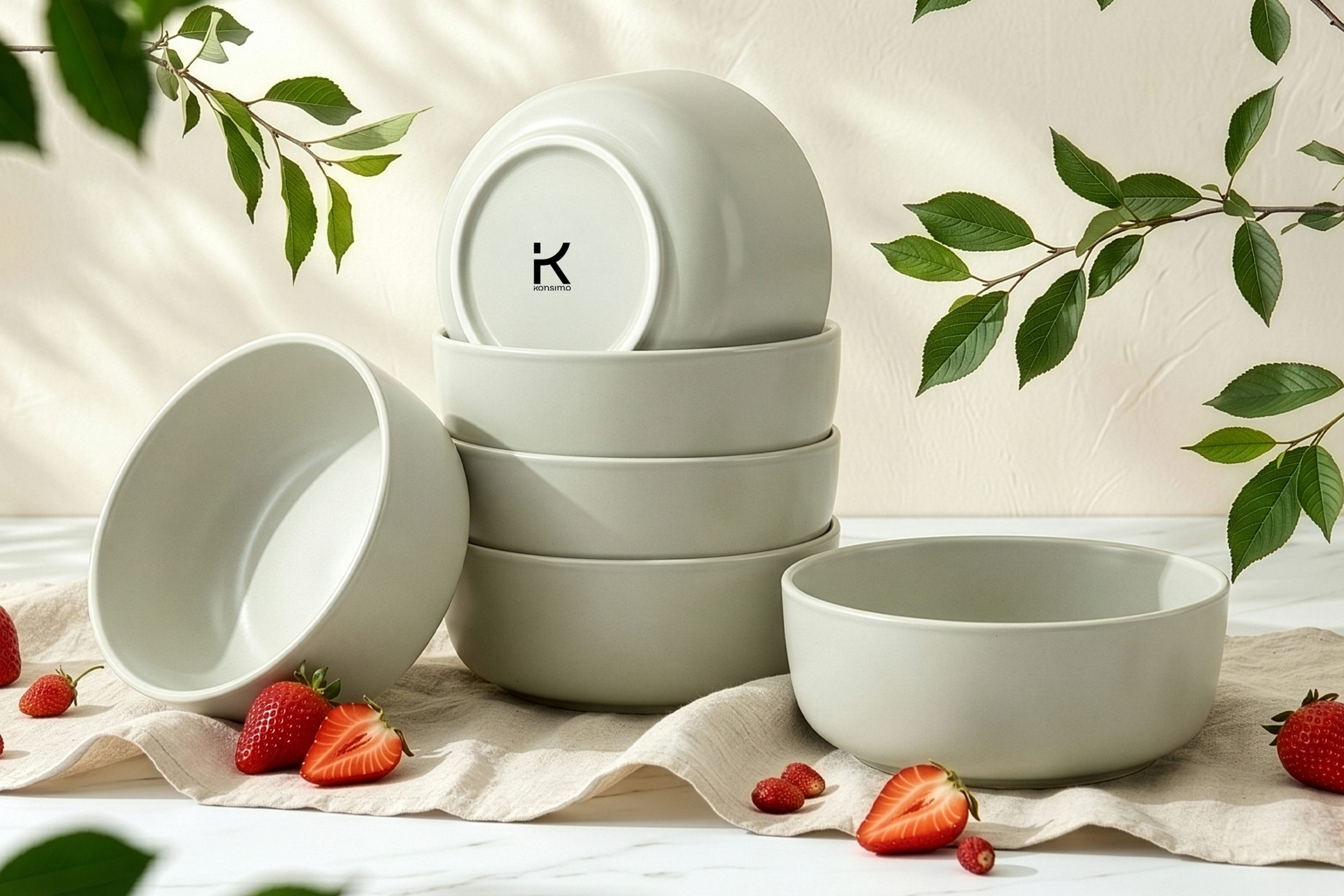 KONSIMO® Müslischale VICTO Schüssel-Set hergestellt in der EU, Steingut, (6-Personen Set, 6-tlg), spülmaschinengeeignet, mikrowellengeeignet, 6x Schale