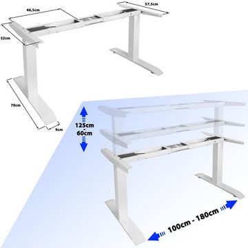 Poppstar Schreibtisch Sitz-Steh-Schreibtischgestell Dual-Motor-System (Elektrisch höhenverstellbares Schreibtisch-Gestell), mit Soft-Start/-Stop, Kollisionsschutz & 2 speicherbaren Tischhöhen