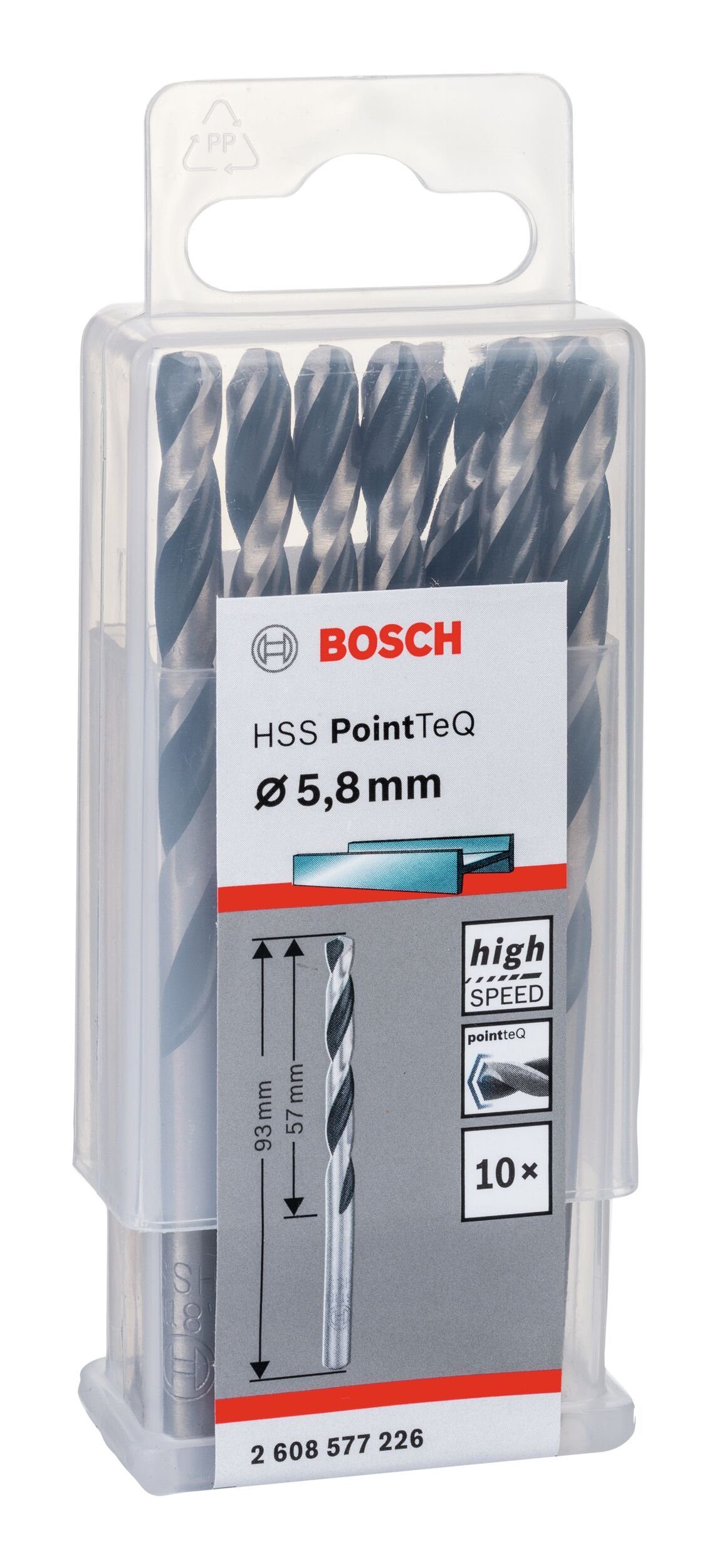 5,8 (10 Metallbohrer, - 10er-Pack Stück), PointTeQ 338) mm - Metallspiralbohrer (DIN BOSCH HSS