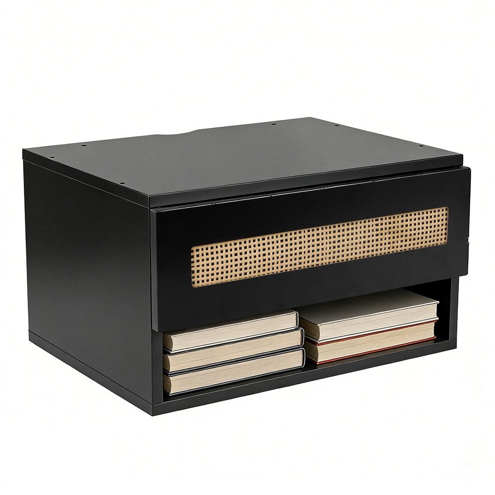 JEOBEST Nachttisch Schwebender Nachttisch, Nachtschrank Wandmontage, Seitentisch, (1-St., Hängeschrank) offenes Regal + Schublade, Platzsparendes