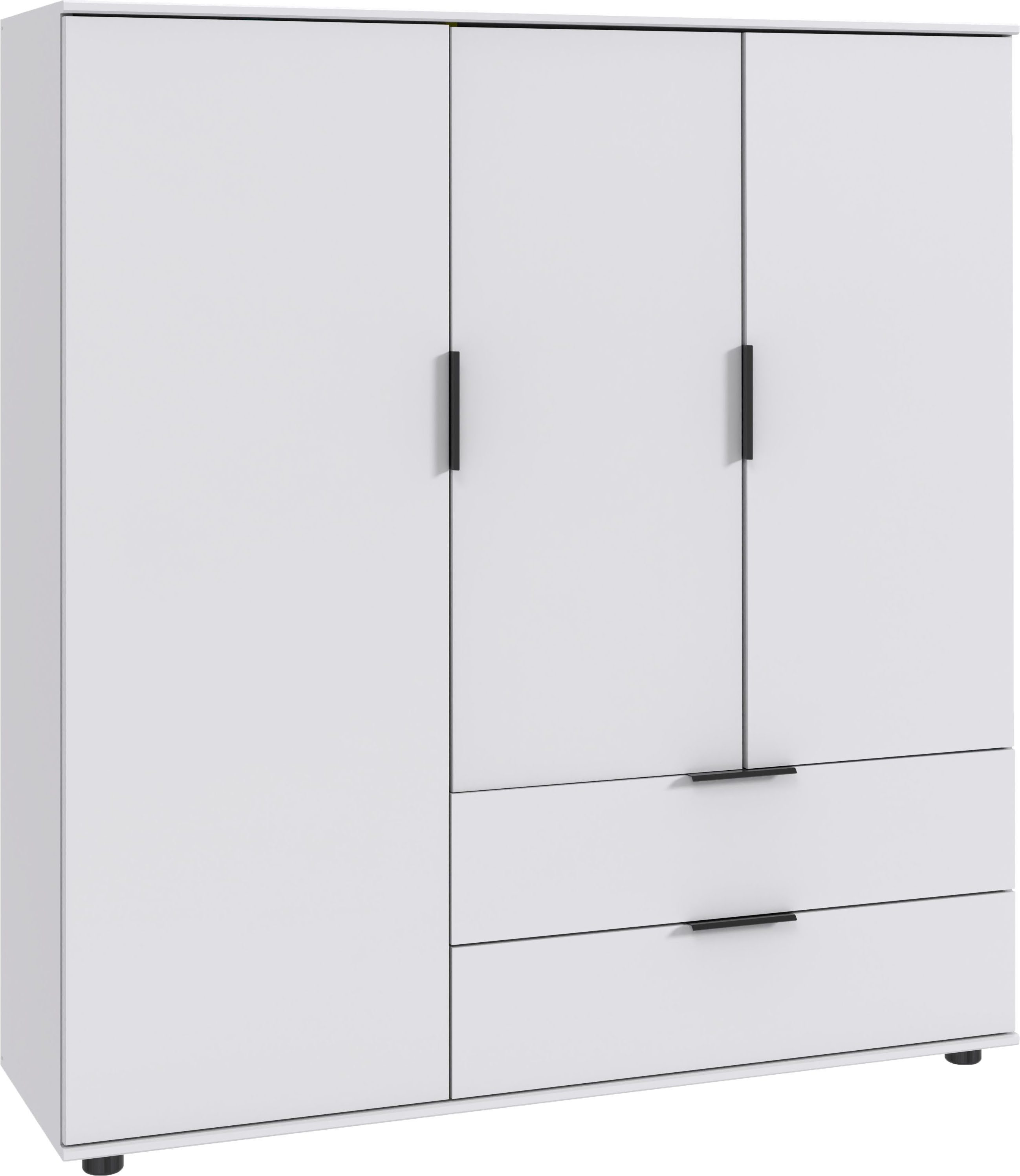 Wimex Wäscheschrank Easy Plus Kleiderschrank Garderobe 2 Schubladen, 81 oder 130cm breit in verschiedenen Farben, moderne Optik mit schwarzen Metallgriffen