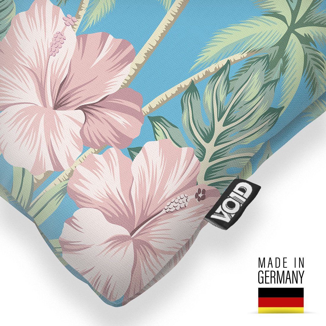 Kissenbezug, VOID (1 Stück), Asien Meer Floral Karibik Hawaii Sofa-Kissen Strand Blau Vögel Zoo Reise Blumen-Muster geblümt Pink Baden Schwimmen Hibiskus Blätter Süd-See